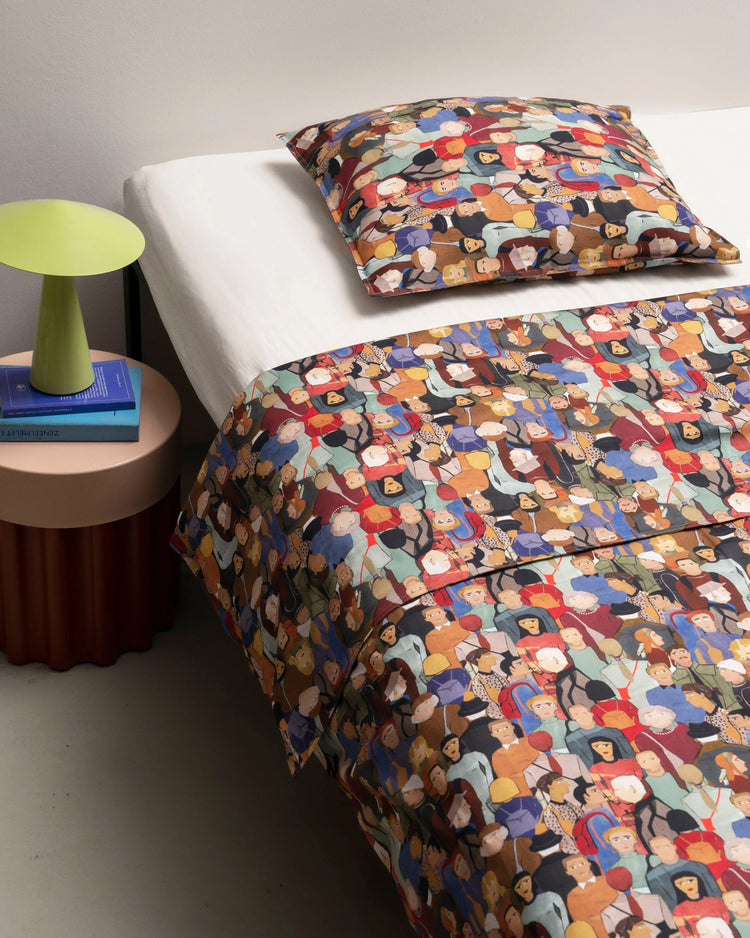 TOMCSANYI home decor essentials – cushions, poufs, and bed linen featuring bold, hand-drawn prints and sustainable materials
