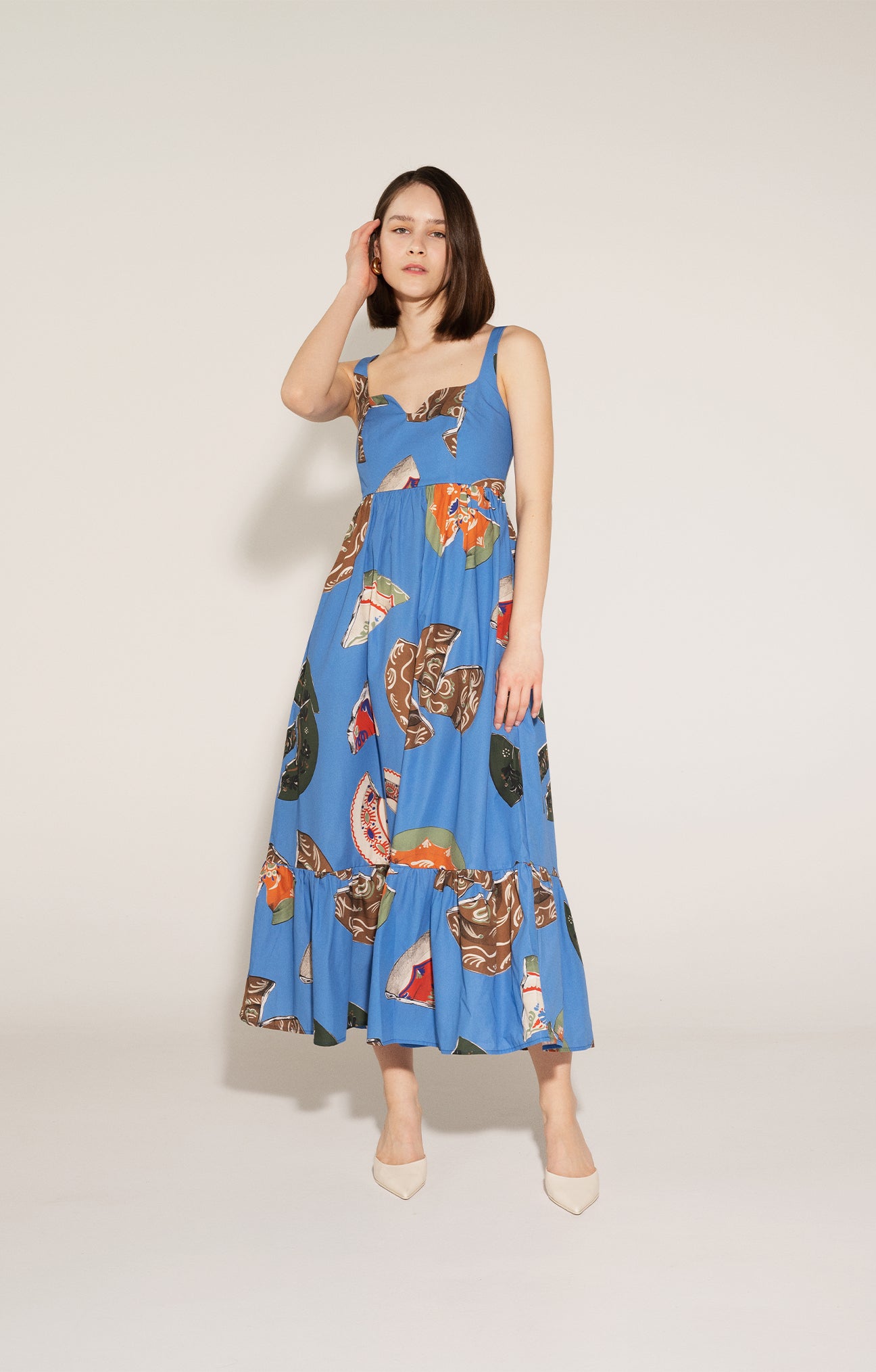 AGYAG ruffled sleeveless dress 'Plates'