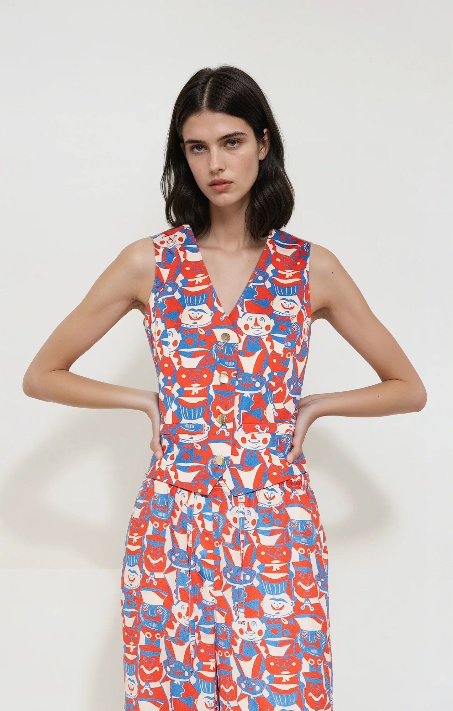 ANNO tailored vest 'Miska Faces'
