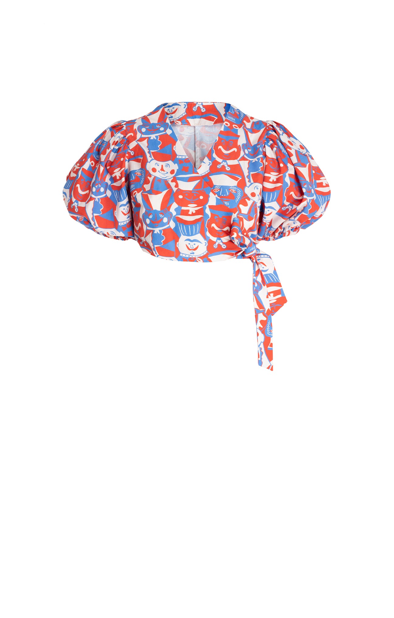 BOROS puff sleeve wrap top 'Miska Faces'