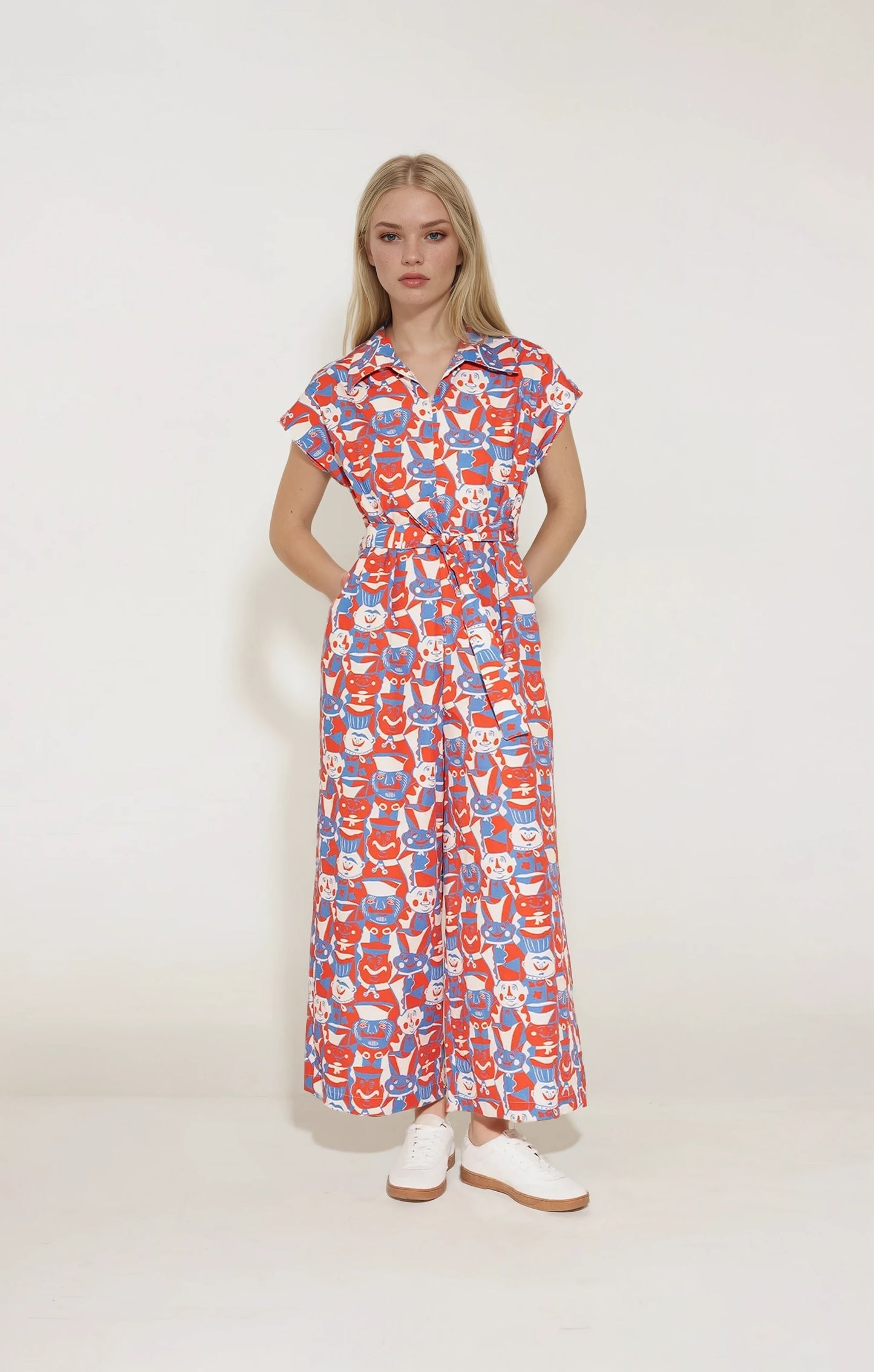 BUTELLA poplin jumpsuit 'Miska Faces'