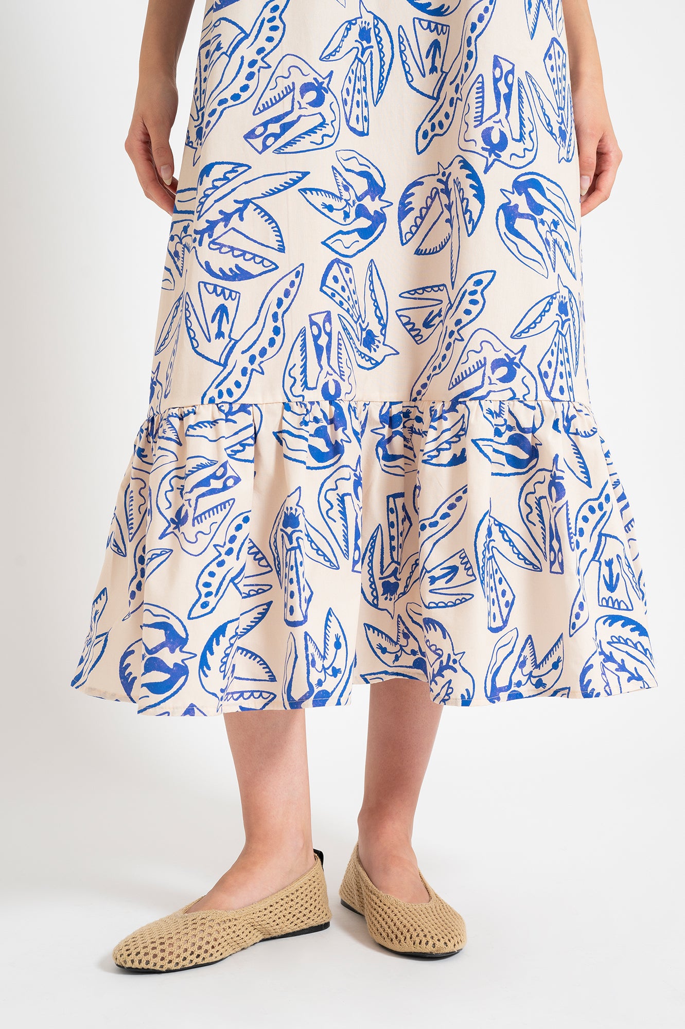 FUST ruffled midi dress 'Folk Bird'