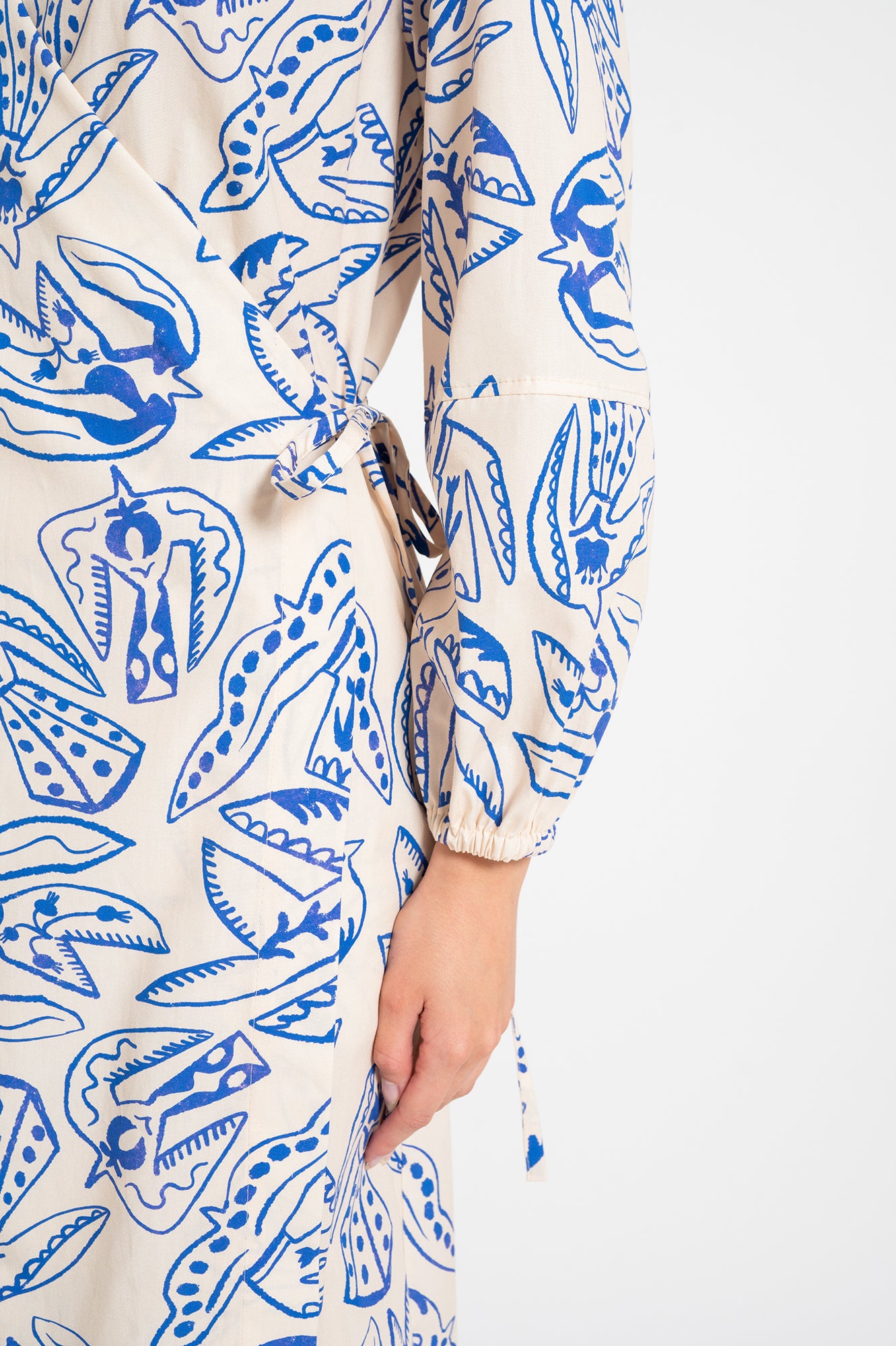 PASZULY wrap shirt dress 'Folk Bird'