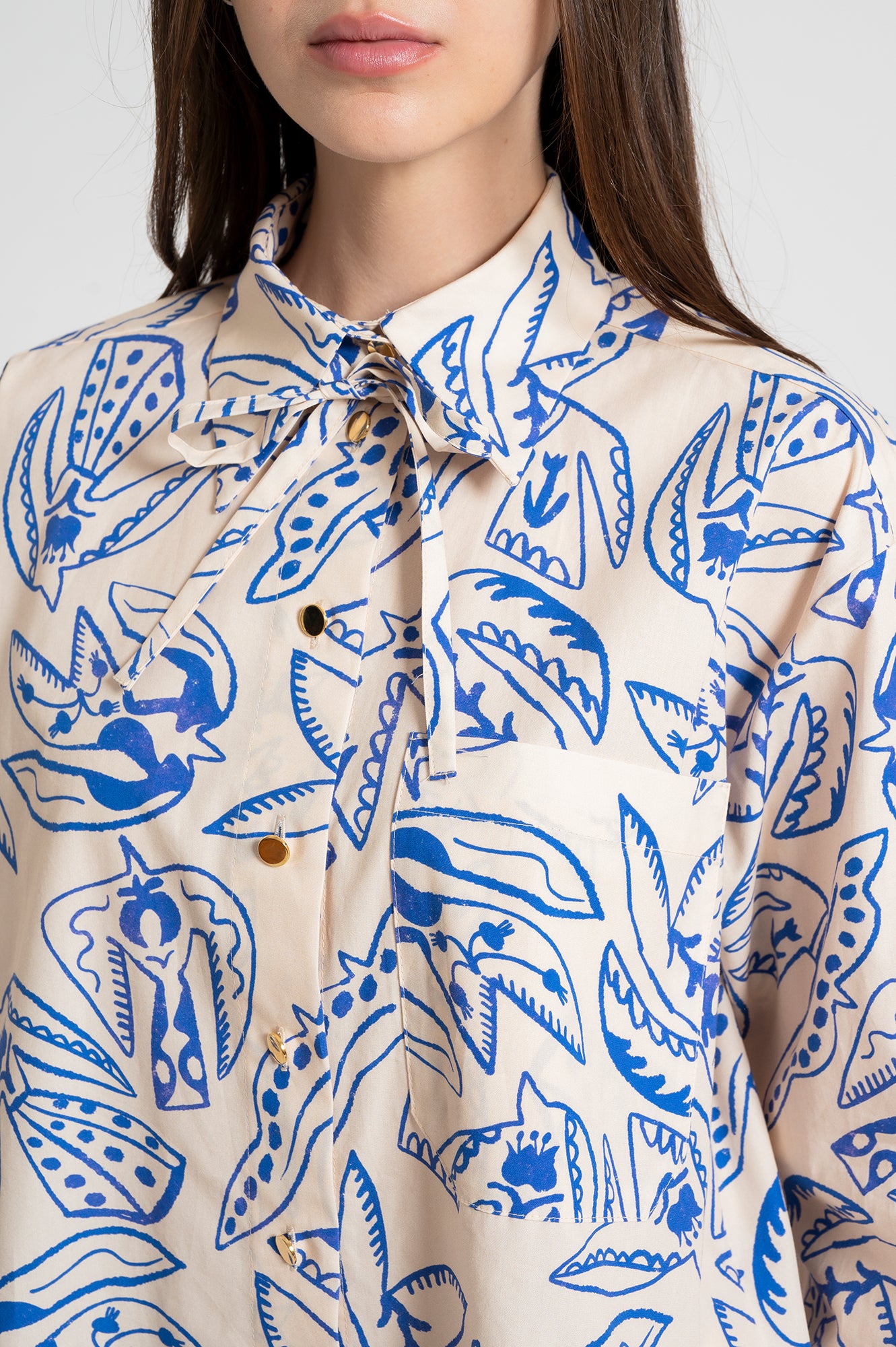 MORPHINI oversized shirt 'Folk Bird'