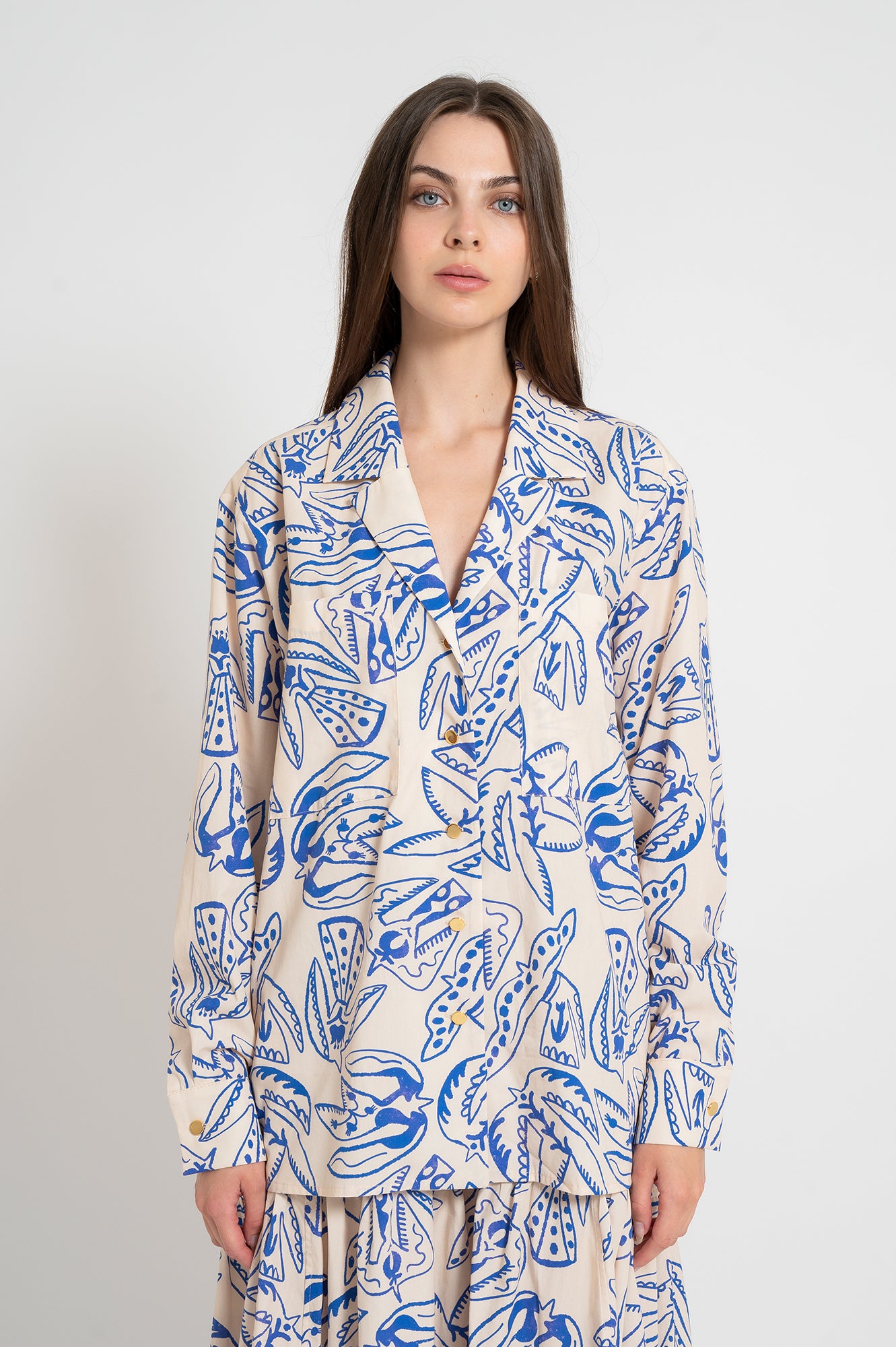 KRAJCAR poplin overshirt 'Folk Bird'