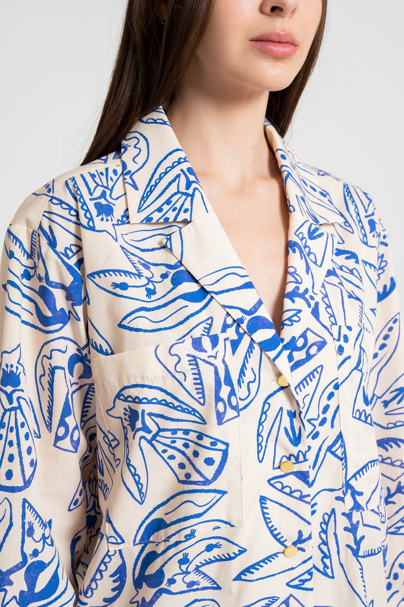 KRAJCAR poplin overshirt 'Folk Bird'