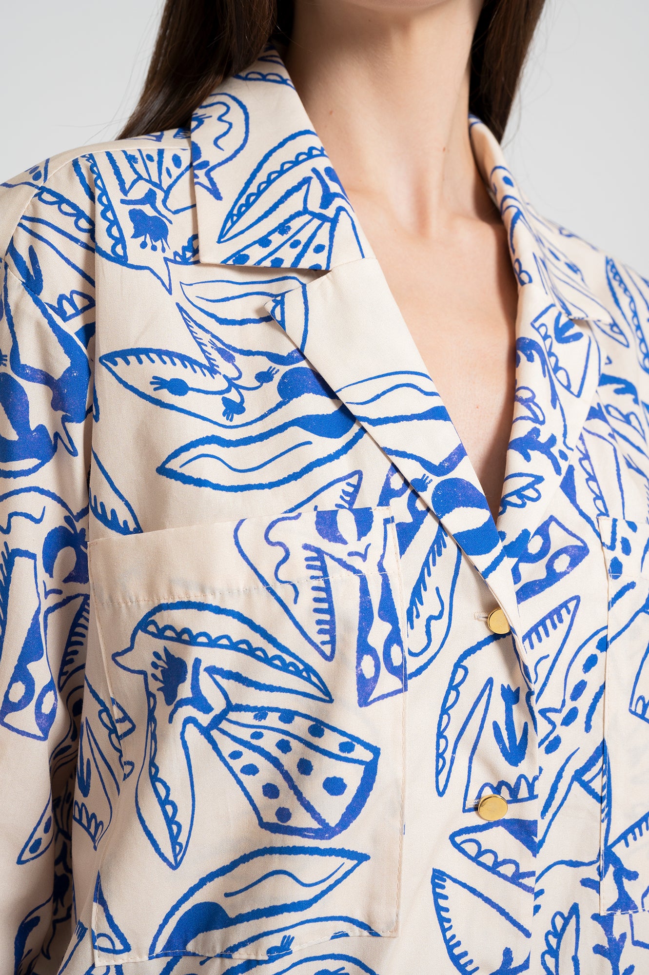 KRAJCAR poplin overshirt 'Folk Bird'