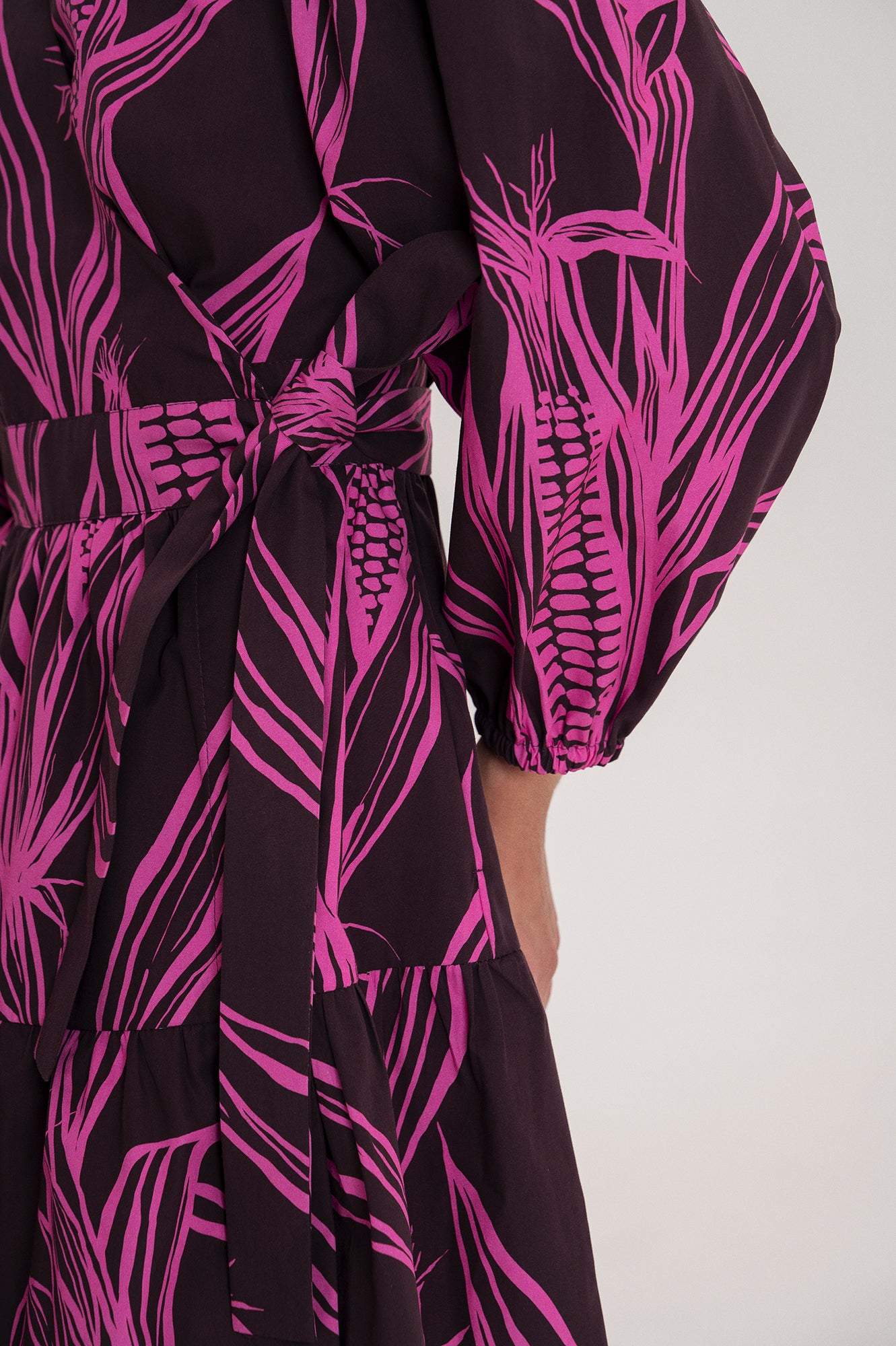 MISKE ruffled short wrap dress 'Corn pink'