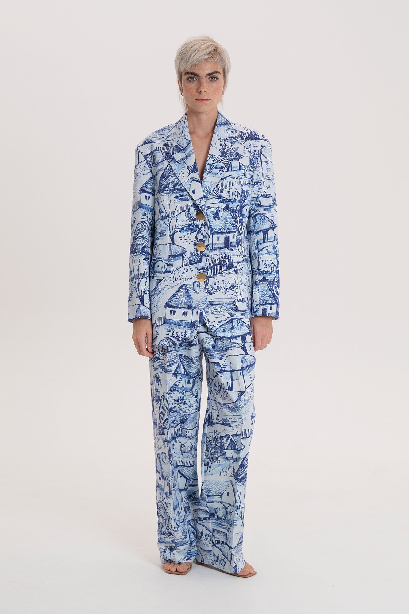 PINGAL oversized blazer 'Farm blue'