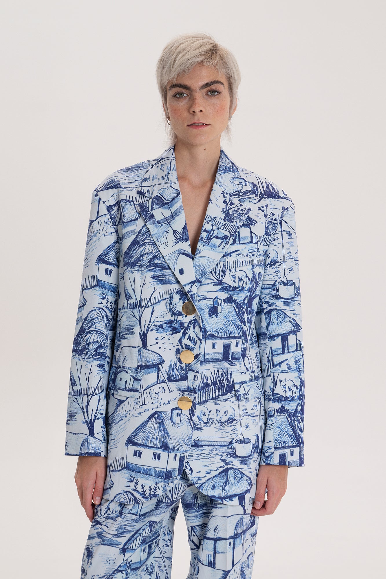 PINGAL oversized blazer 'Farm blue'