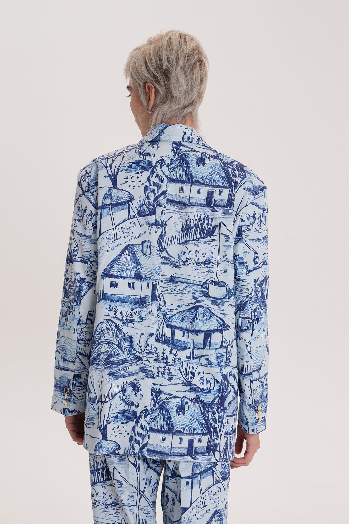 PINGAL oversized blazer 'Farm blue'