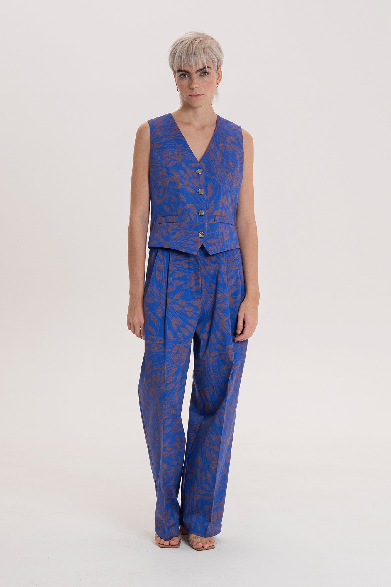VELTELINI wide leg suit trousers 'Wheat'
