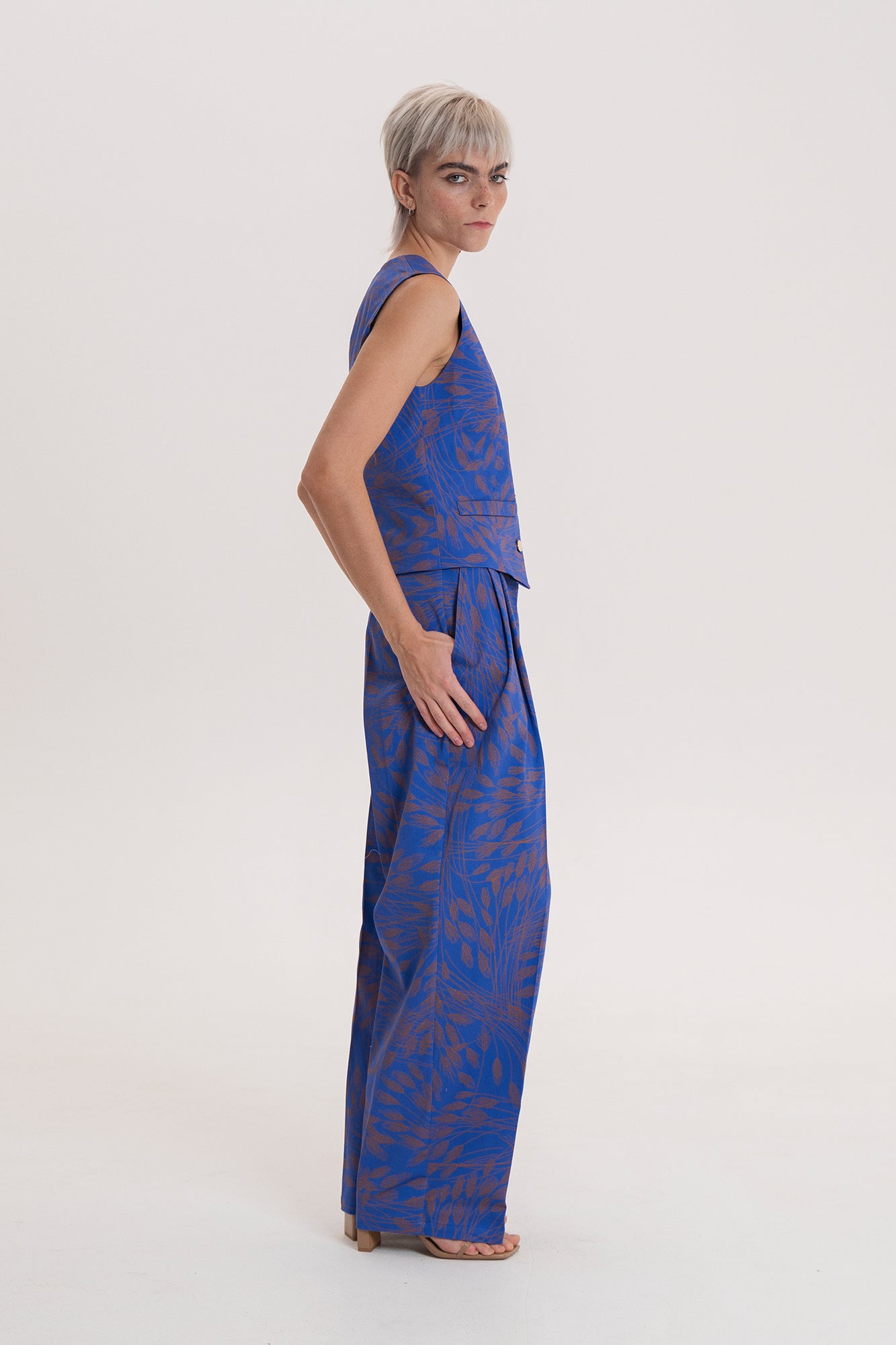 VELTELINI wide leg suit trousers 'Wheat'