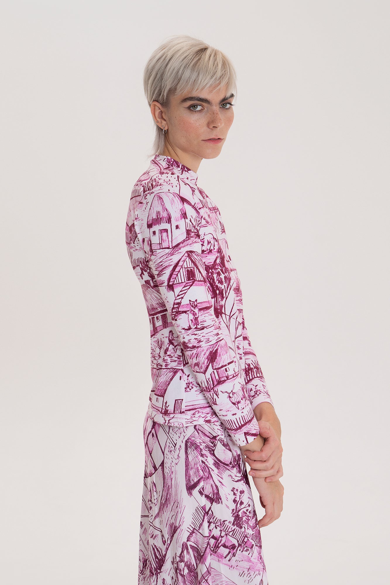 MAJK long sleeve mock neck top 'Farm pink'