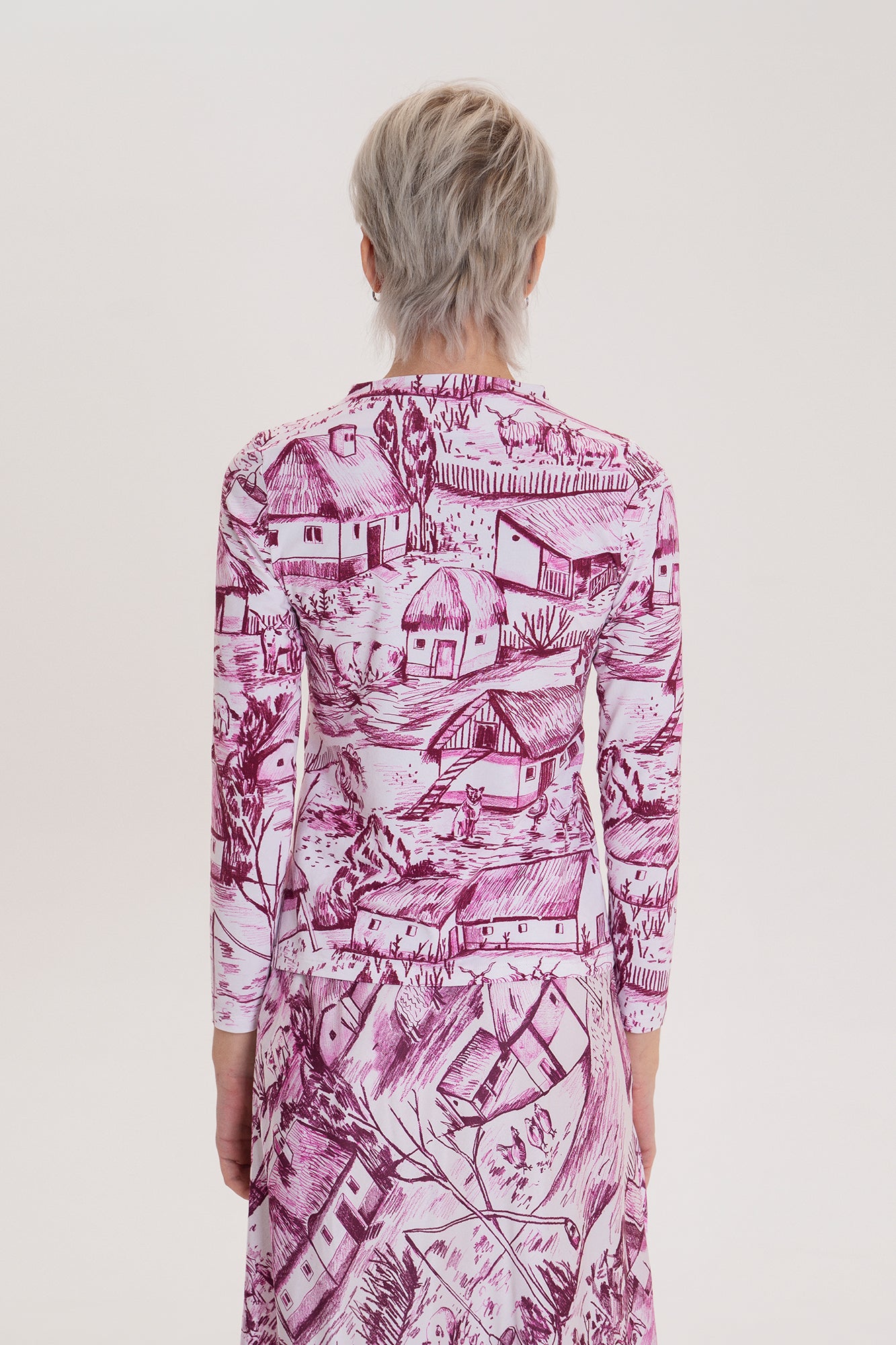 MAJK long sleeve mock neck top 'Farm pink'