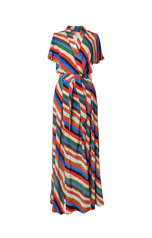 GYAL multi slits kimono dress 'Stripes Print'