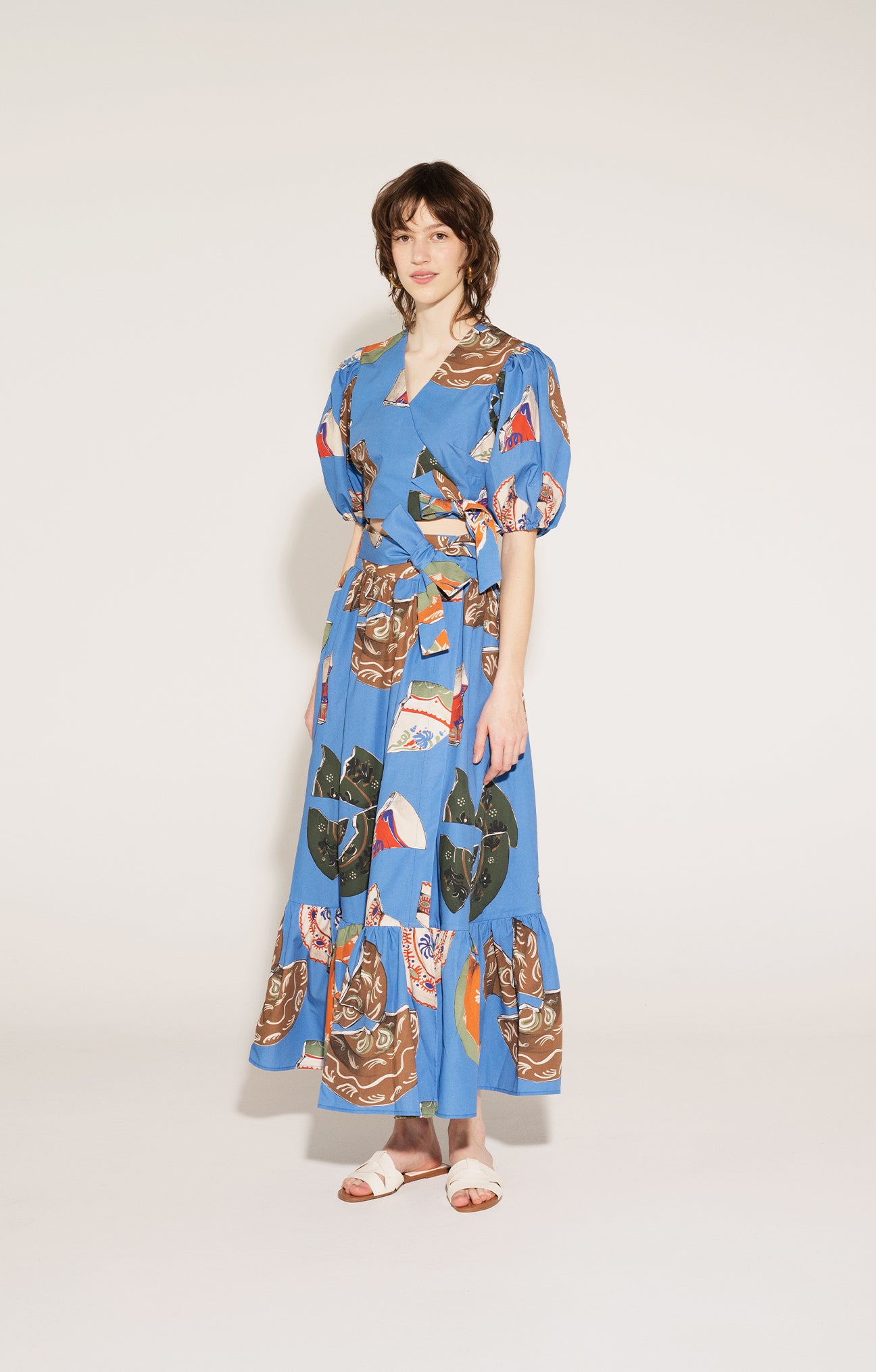 HADIK ruffled wrap skirt 'Plates'