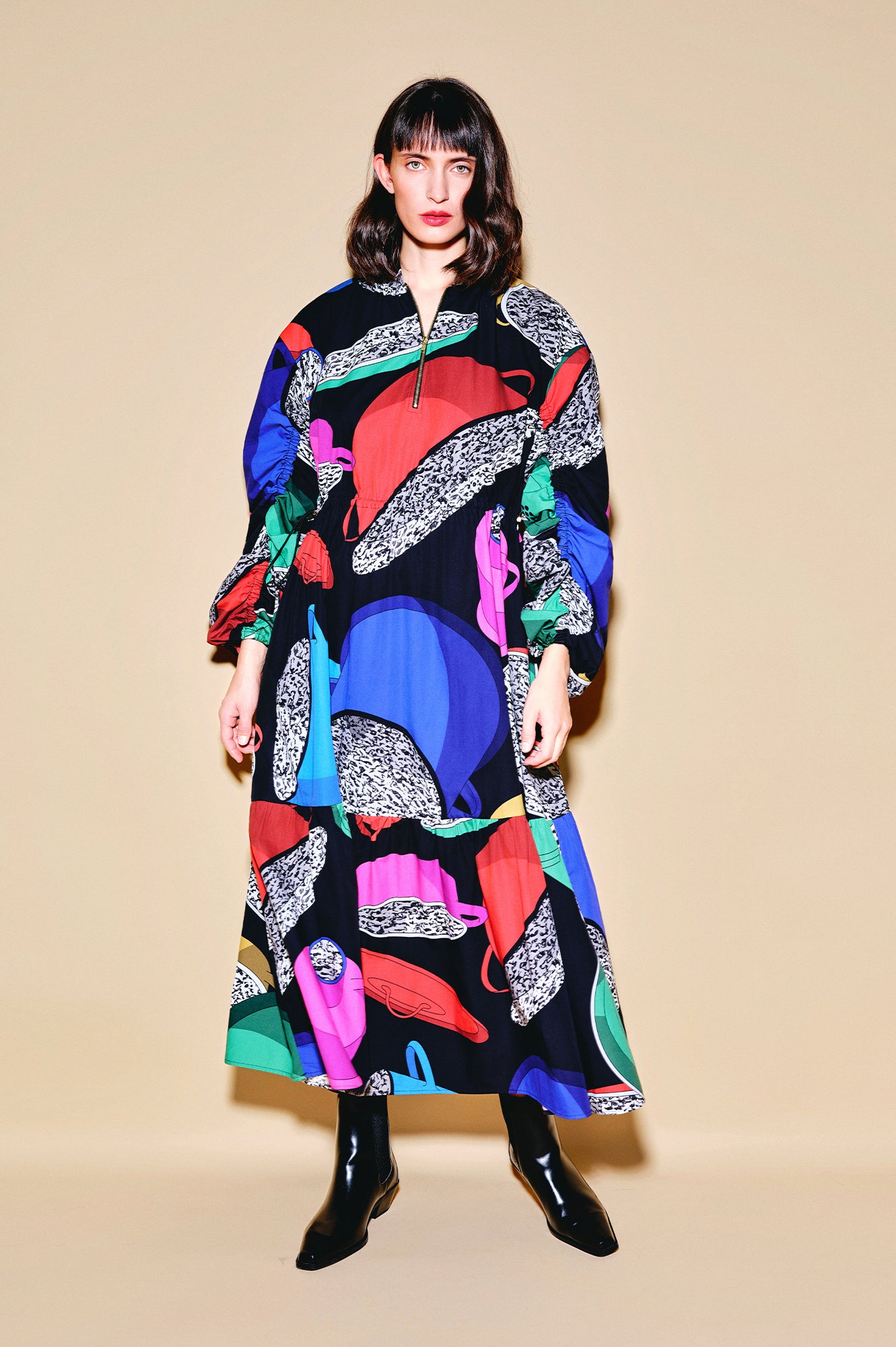 KONDER ruffled bomber dress 'Paprika Pot'