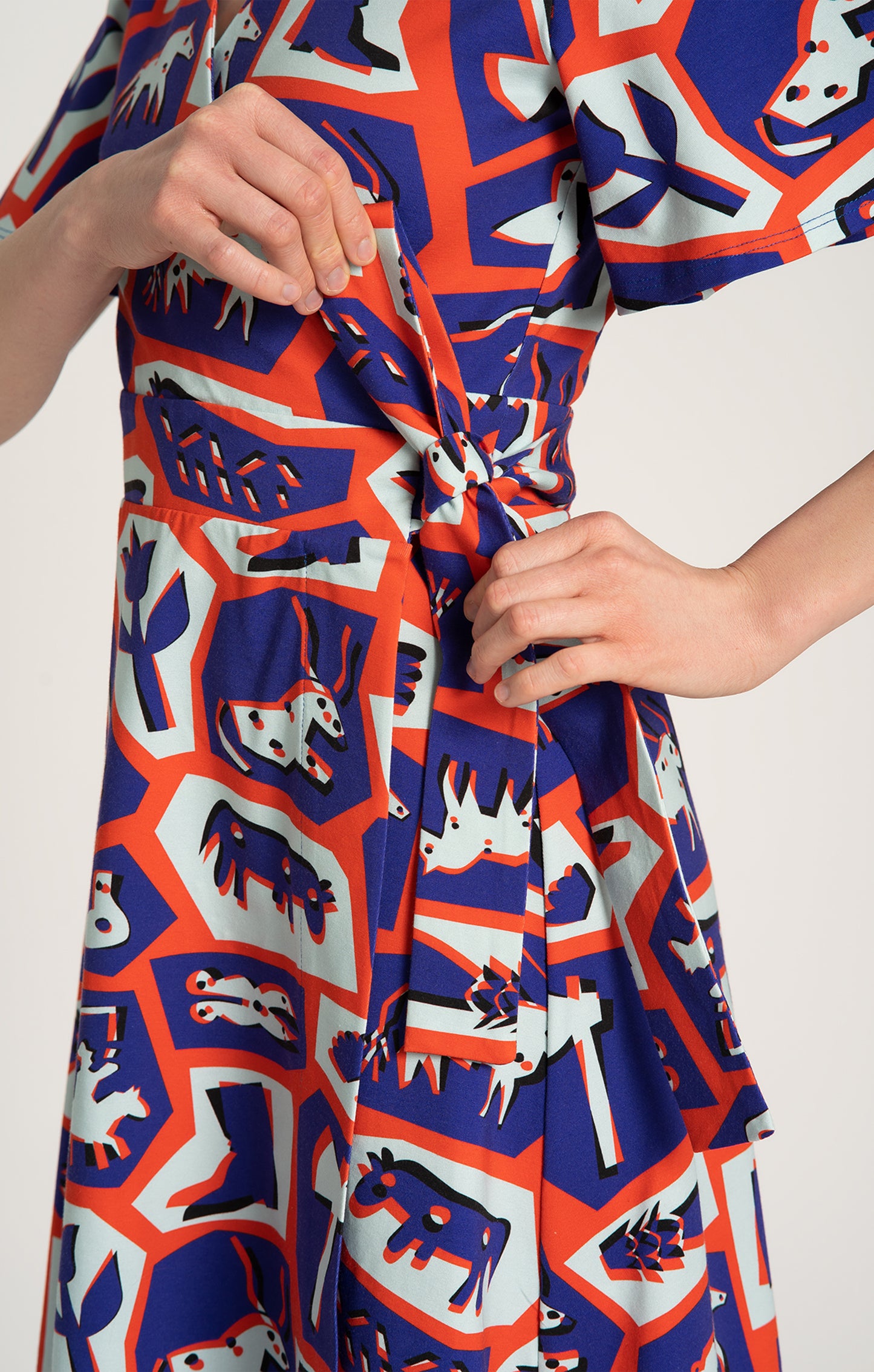 ABRAK jersey wrap dress 'Totem Red'