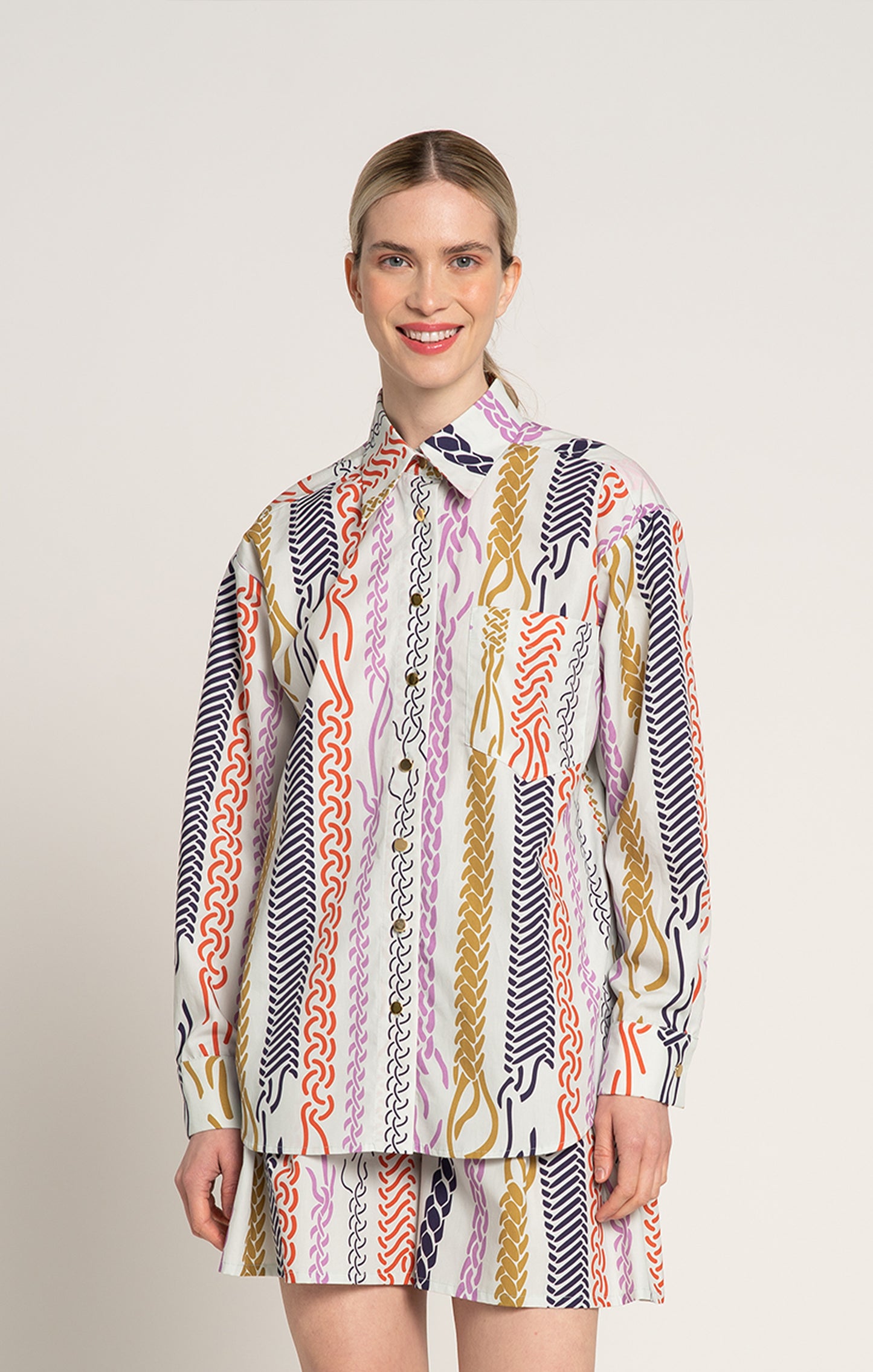 CSUTAK oversized poplin shirt in Braid Mint print, from Spring/Summer 2025 collection