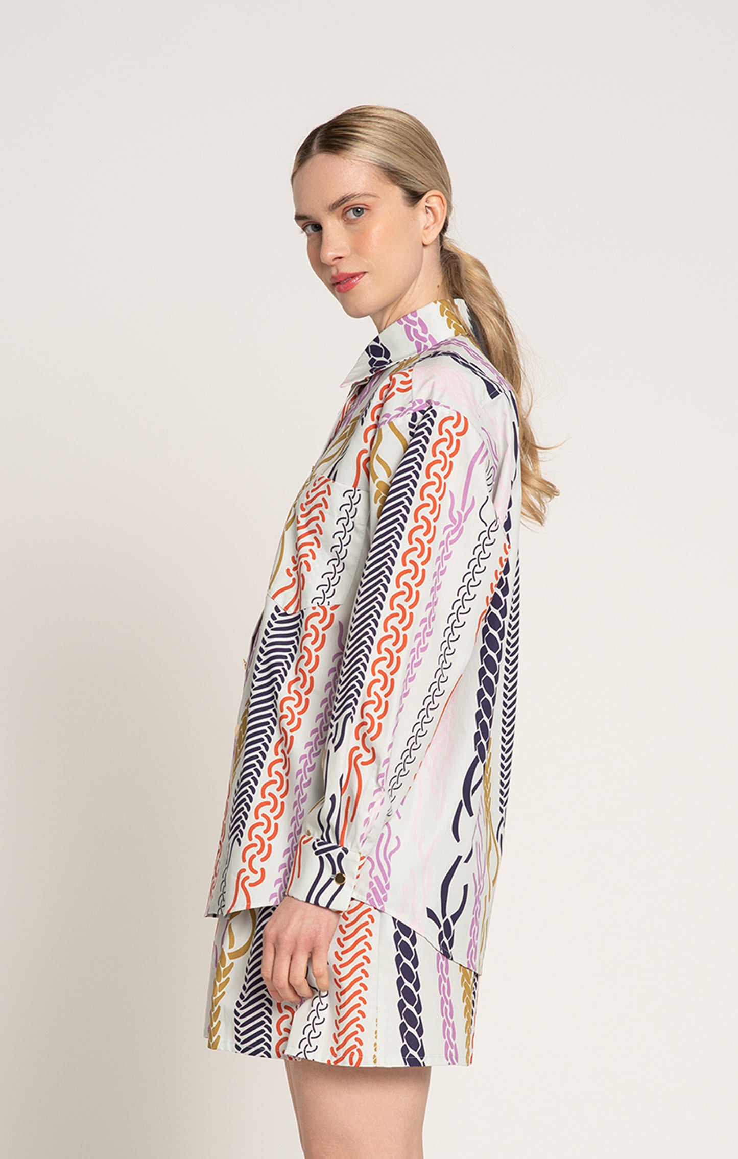 CSUTAK oversized poplin shirt in Braid Mint print, from Spring/Summer 2025 collection