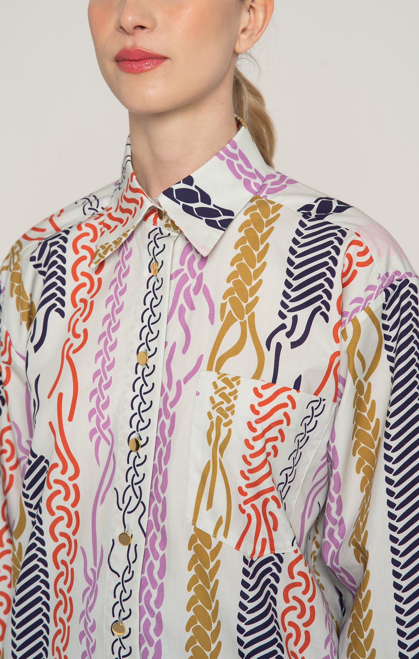 CSUTAK oversized poplin shirt in Braid Mint print, from Spring/Summer 2025 collection