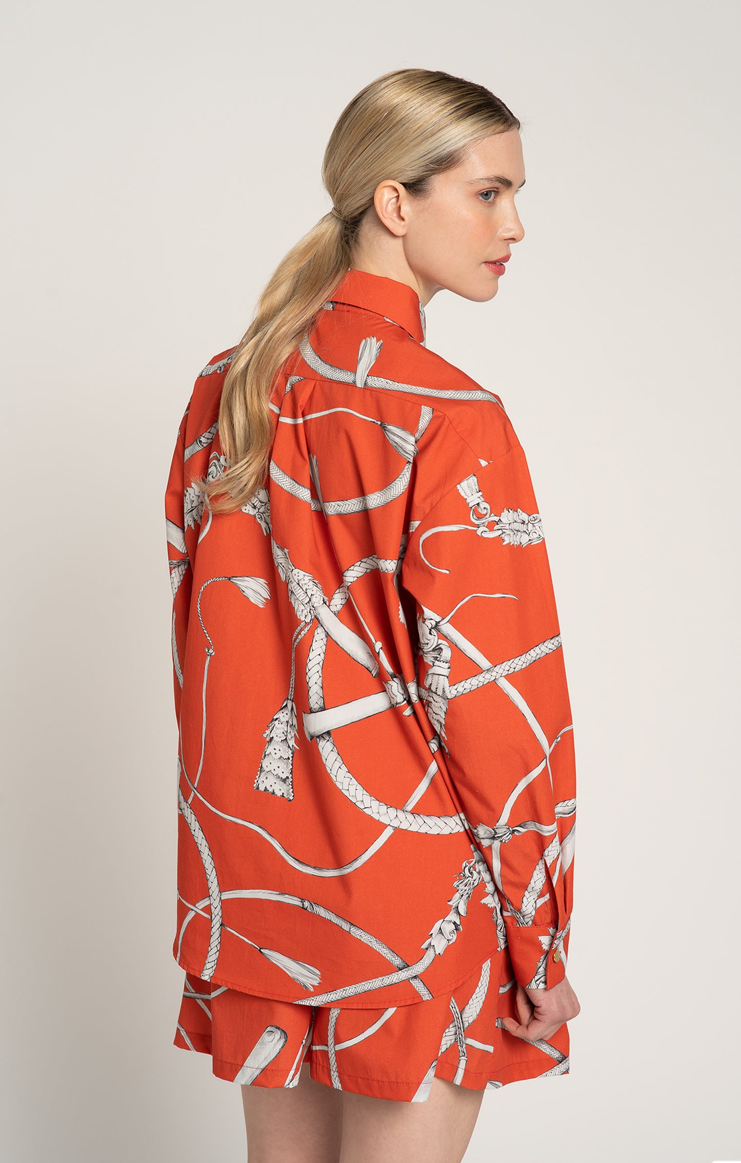 CSUTAK oversized poplin shirt in Whip Red print, from Spring/Summer 2025 collection