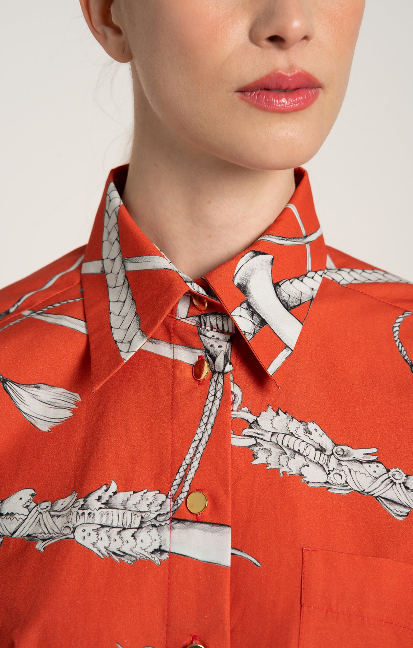 CSUTAK oversized poplin shirt in Whip Red print, from Spring/Summer 2025 collection