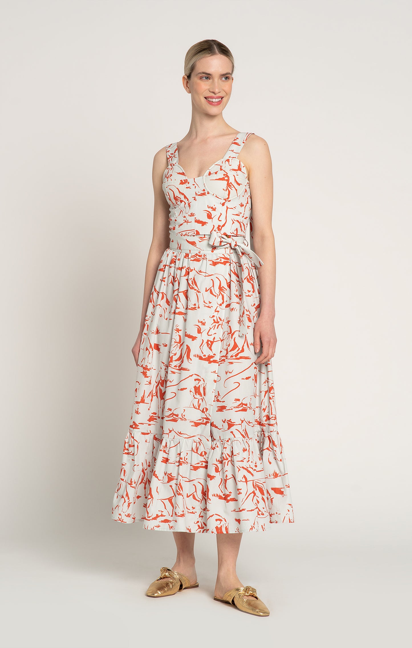 HADIK ruffled wrap skirt 'Horsemen Mint'