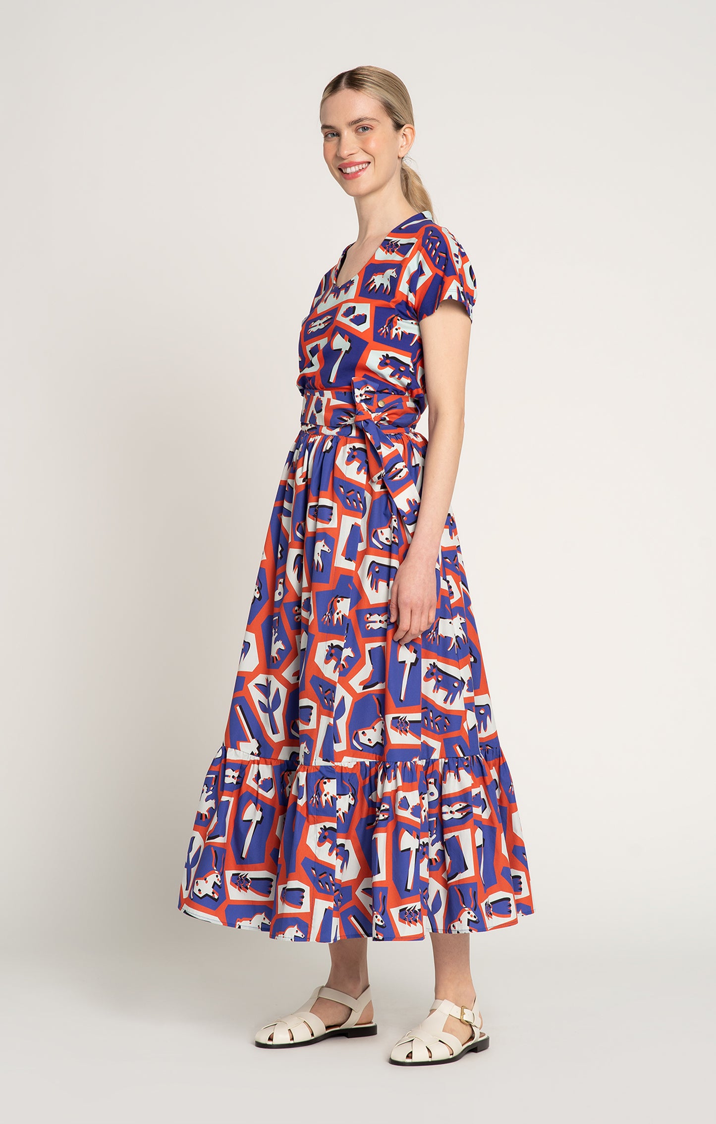 HADIK ruffled wrap skirt 'Totem Red'