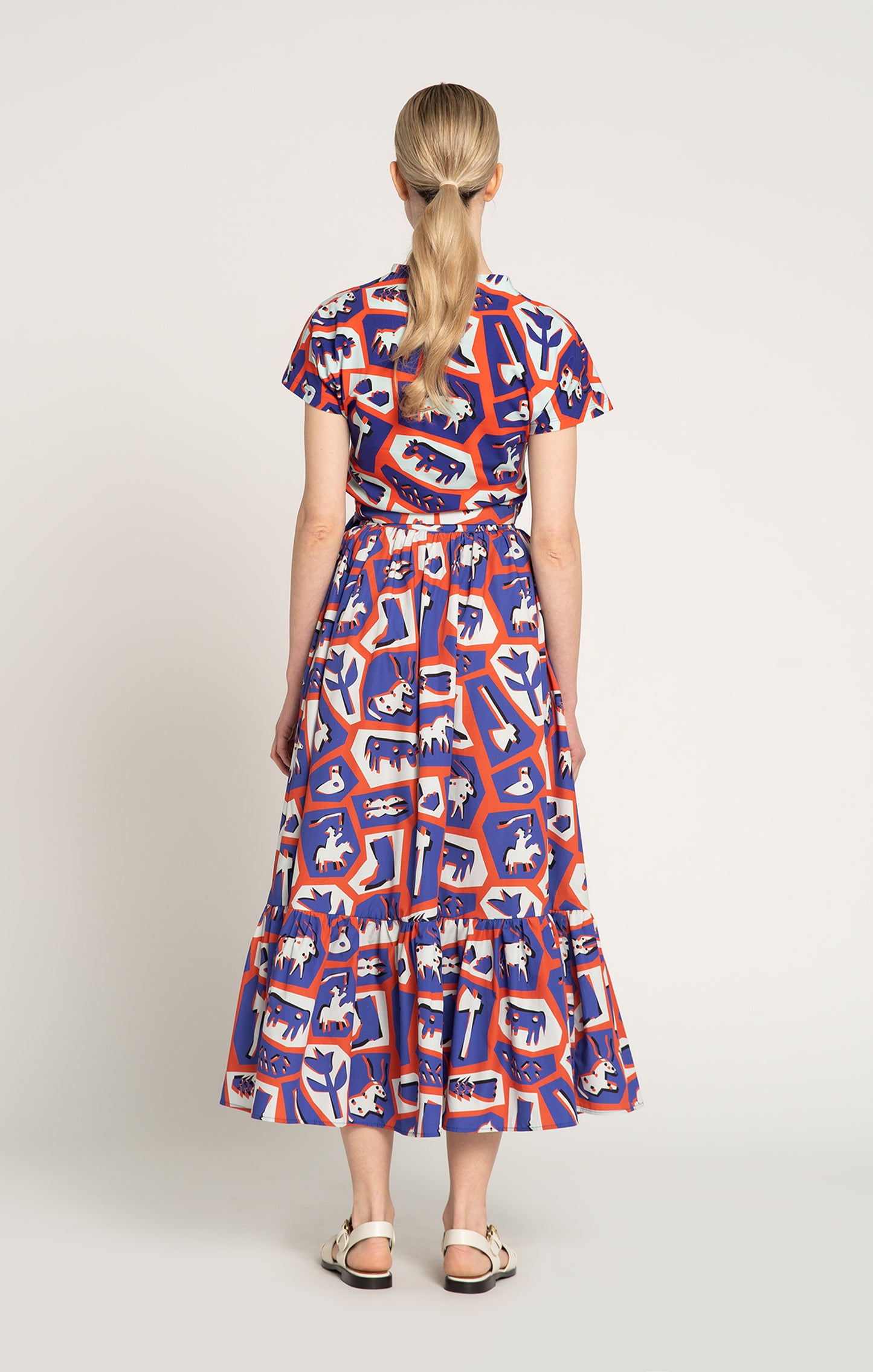 HADIK ruffled wrap skirt 'Totem Red'