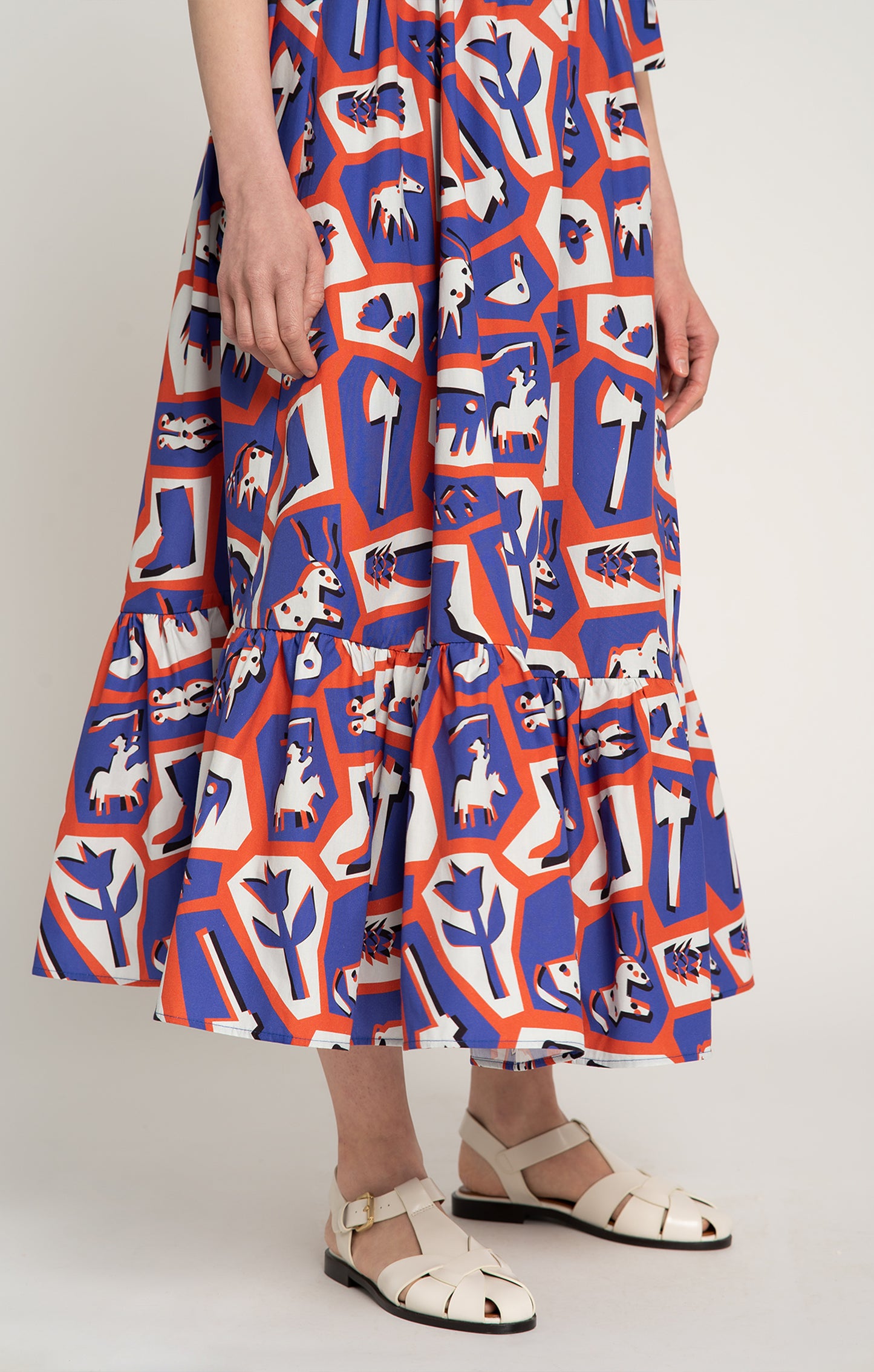 HADIK ruffled wrap skirt 'Totem Red'