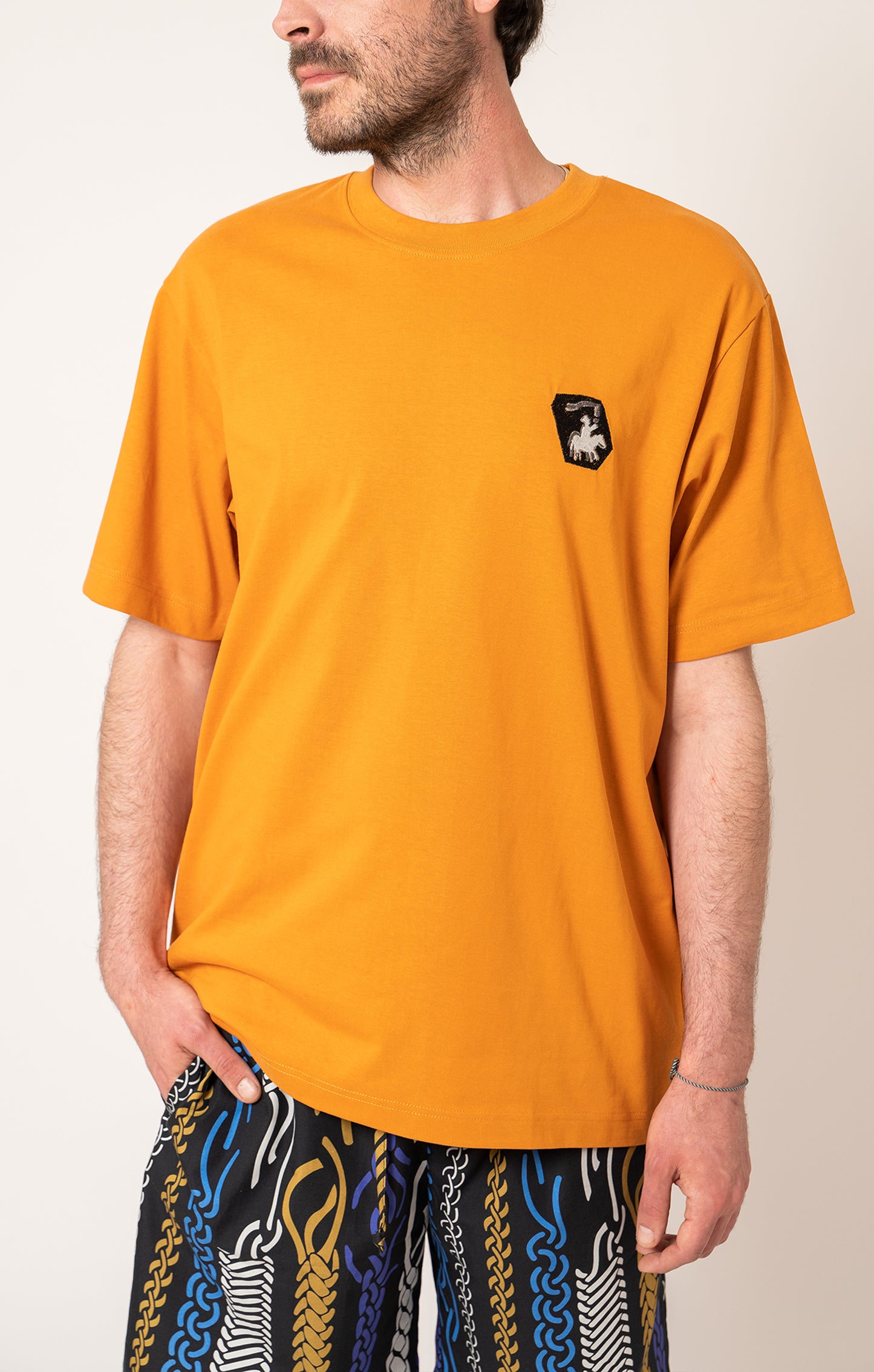 'HORSEMAN' men's T-shirt mustard