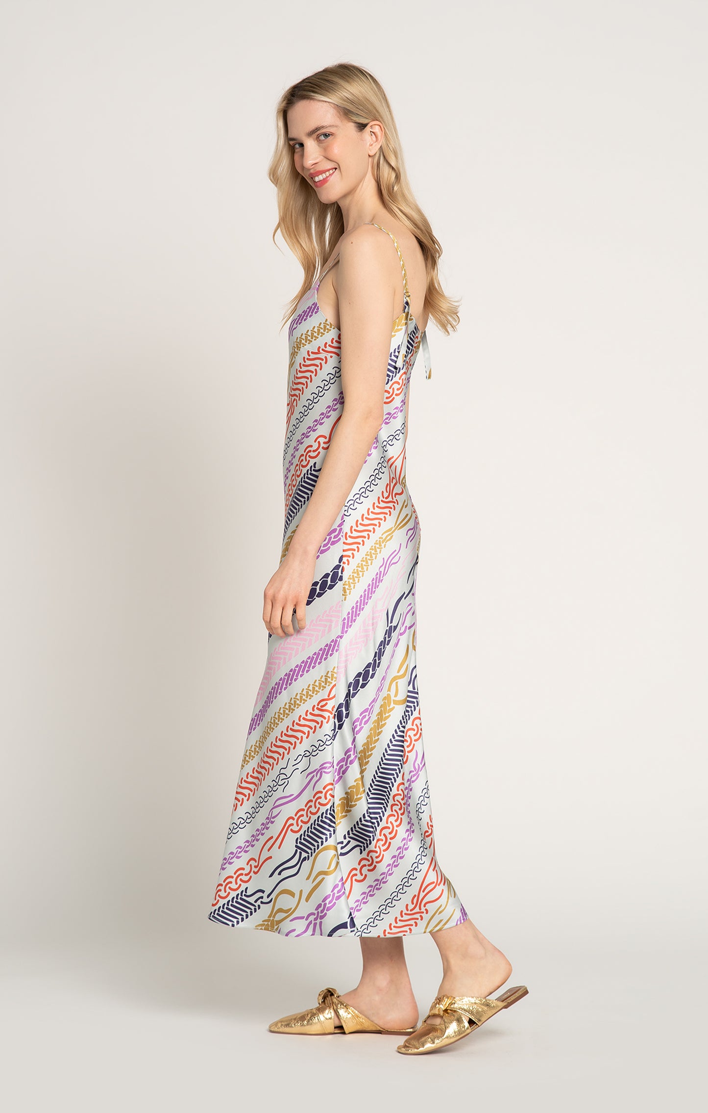 ISTALLO bias cami dress 'Braid Mint'