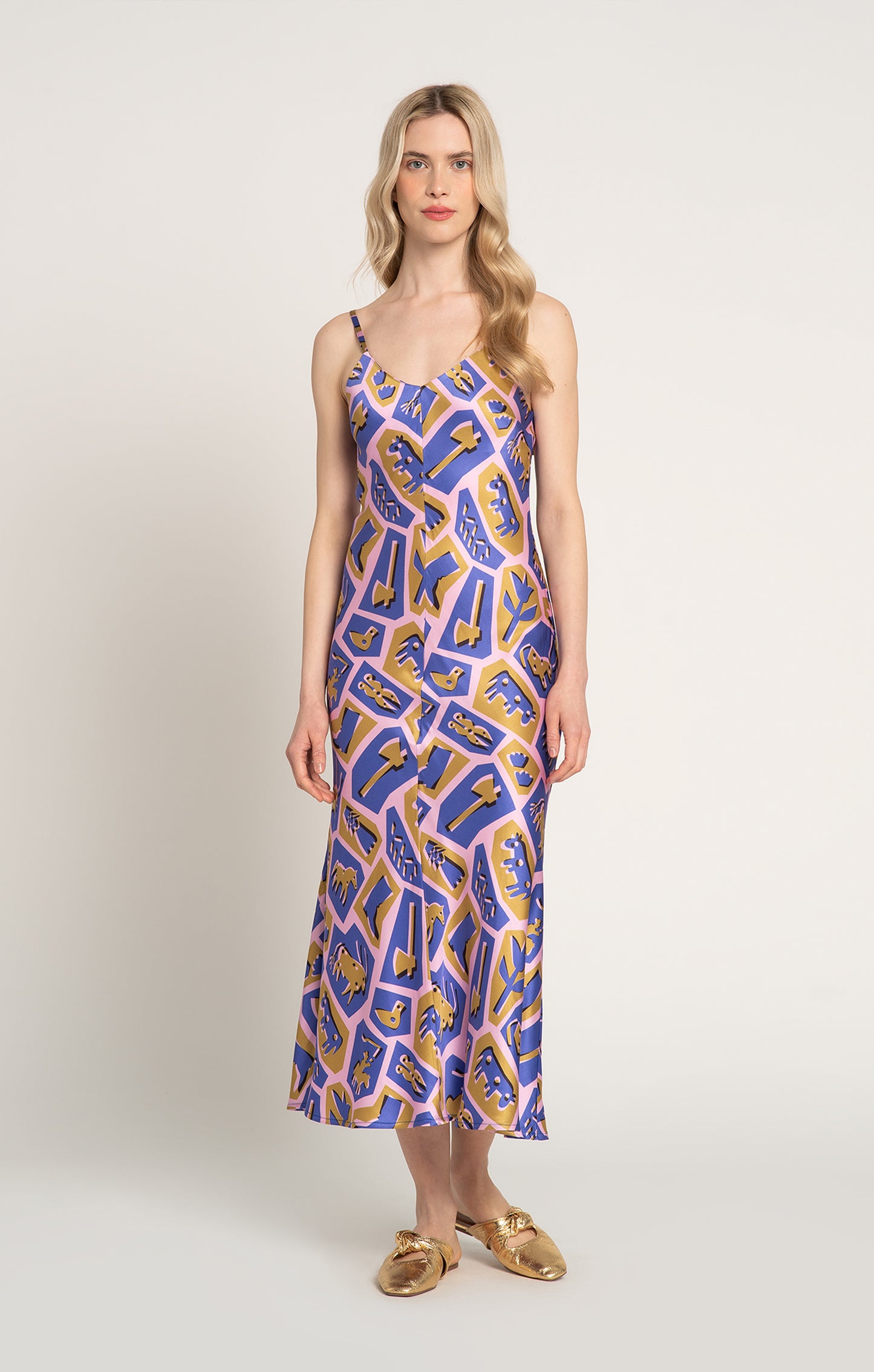 ISTALLO bias cami dress 'Totem Pink'