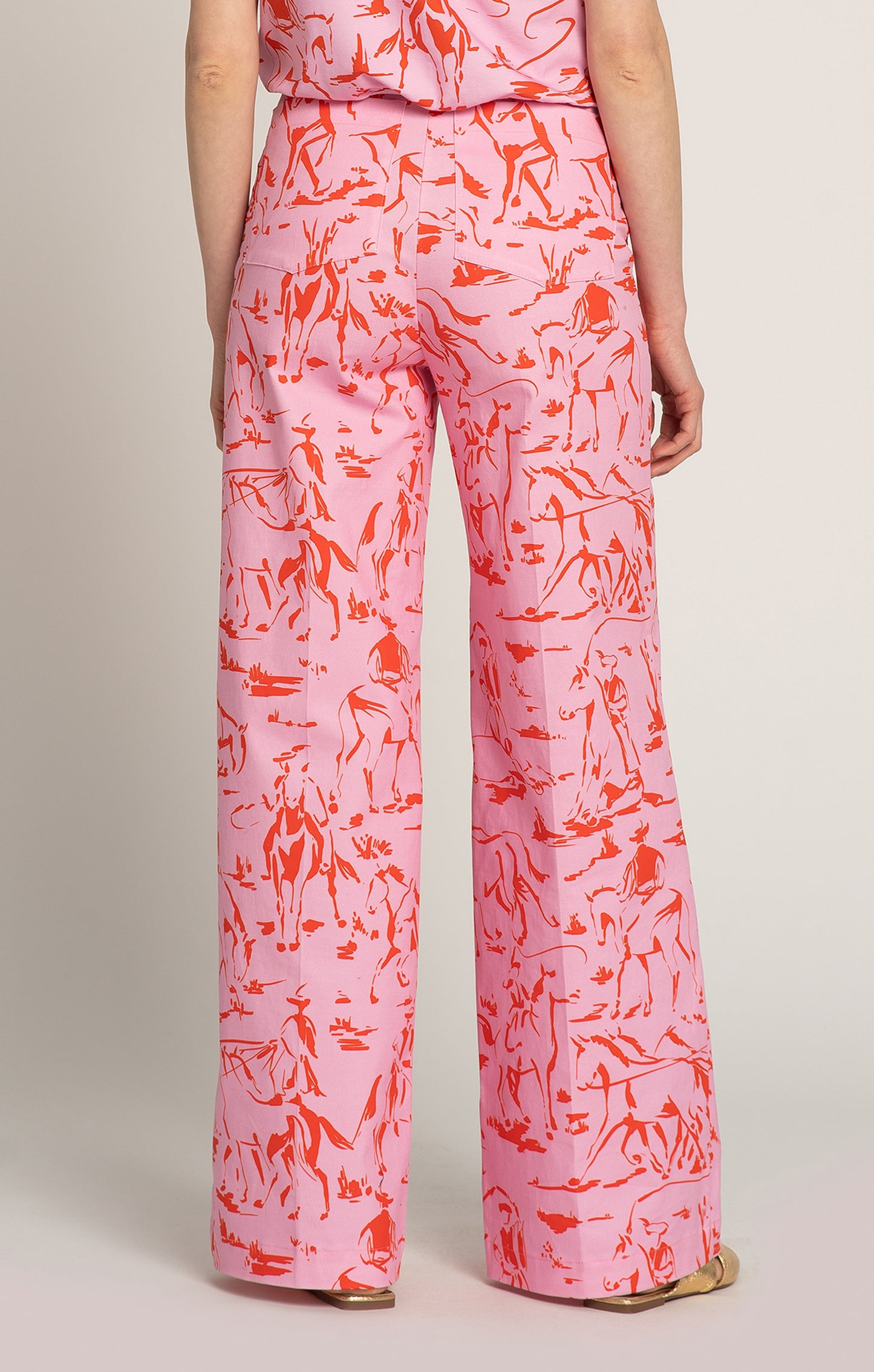 PEJKO flared trousers 'Horsemen Pink'