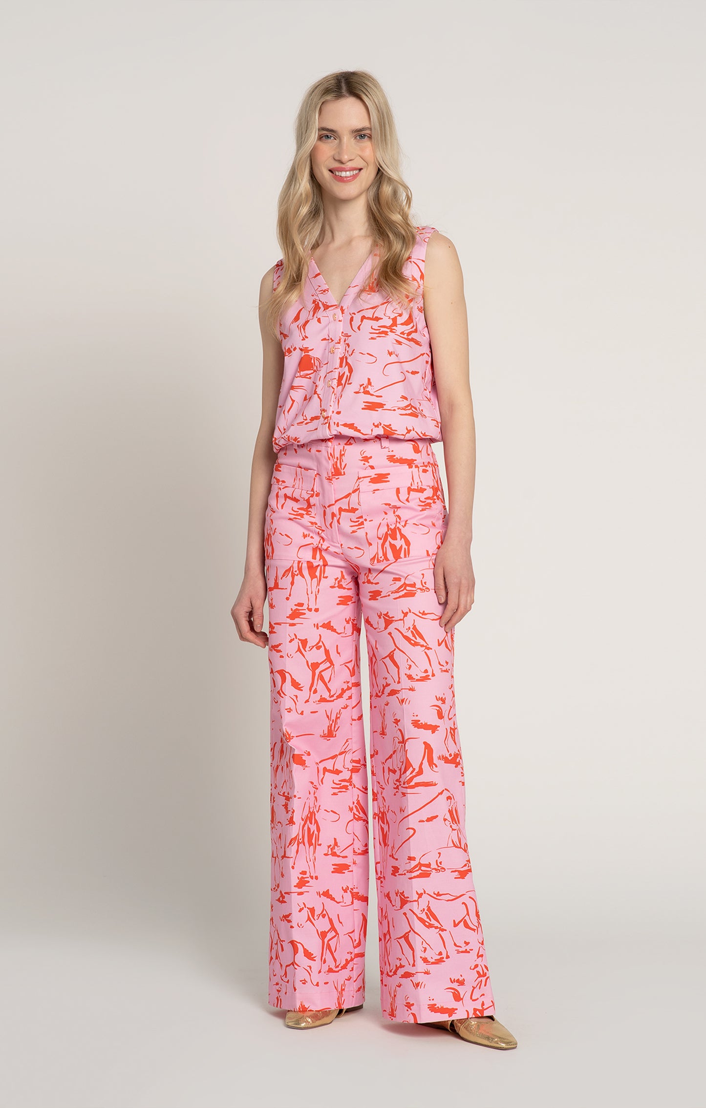 PEJKO flared trousers 'Horsemen Pink'