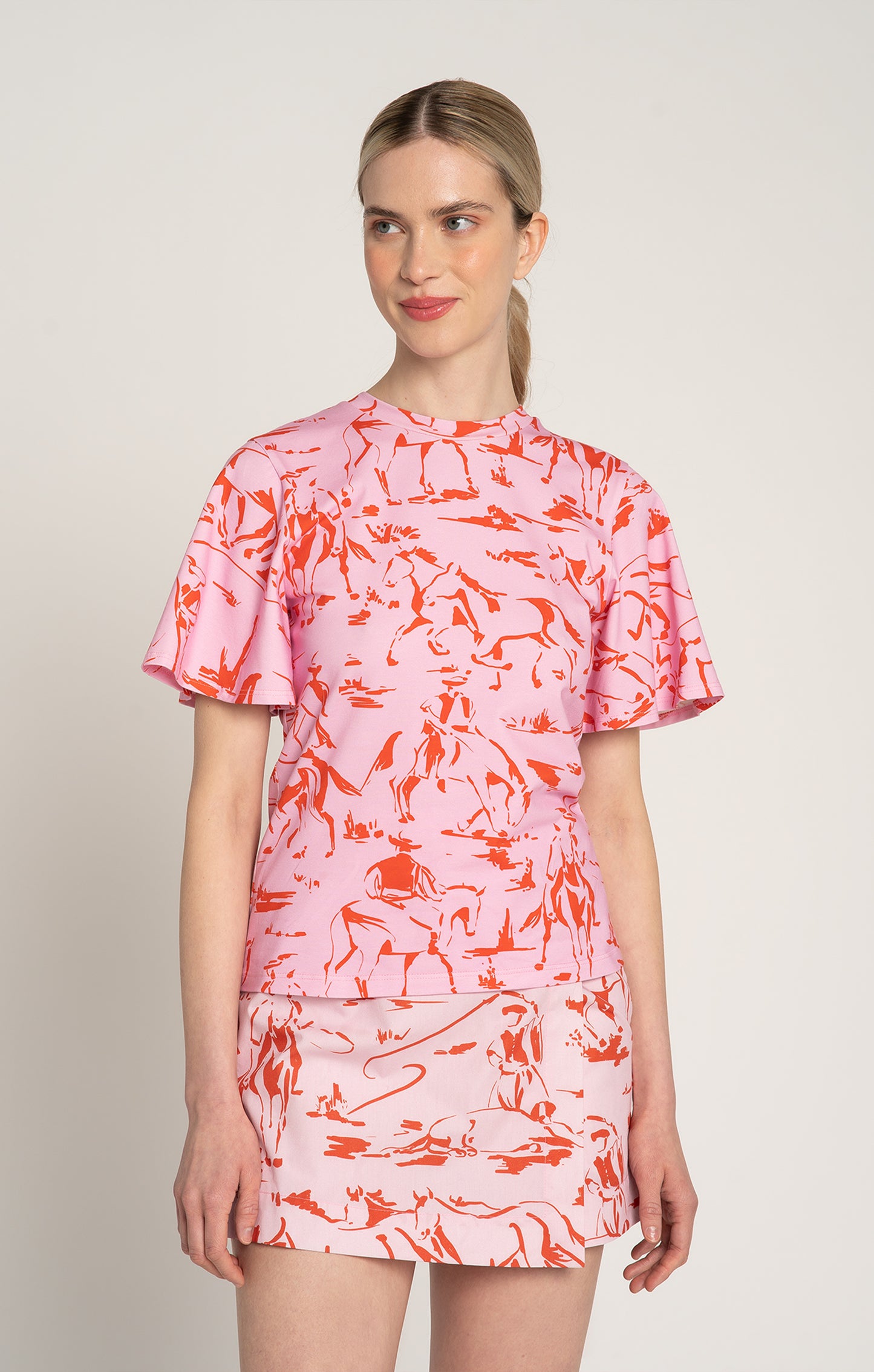 SZALMA flared jersey top 'Horsemen Pink'