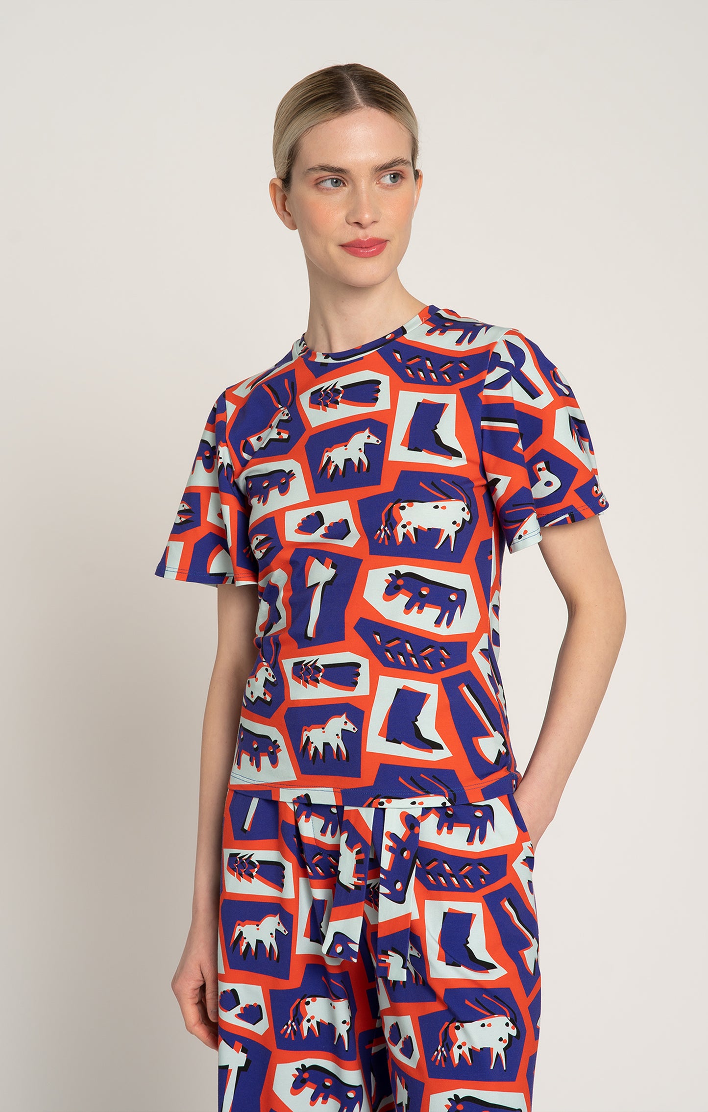 SZALMA flared jersey top 'Totem Red'