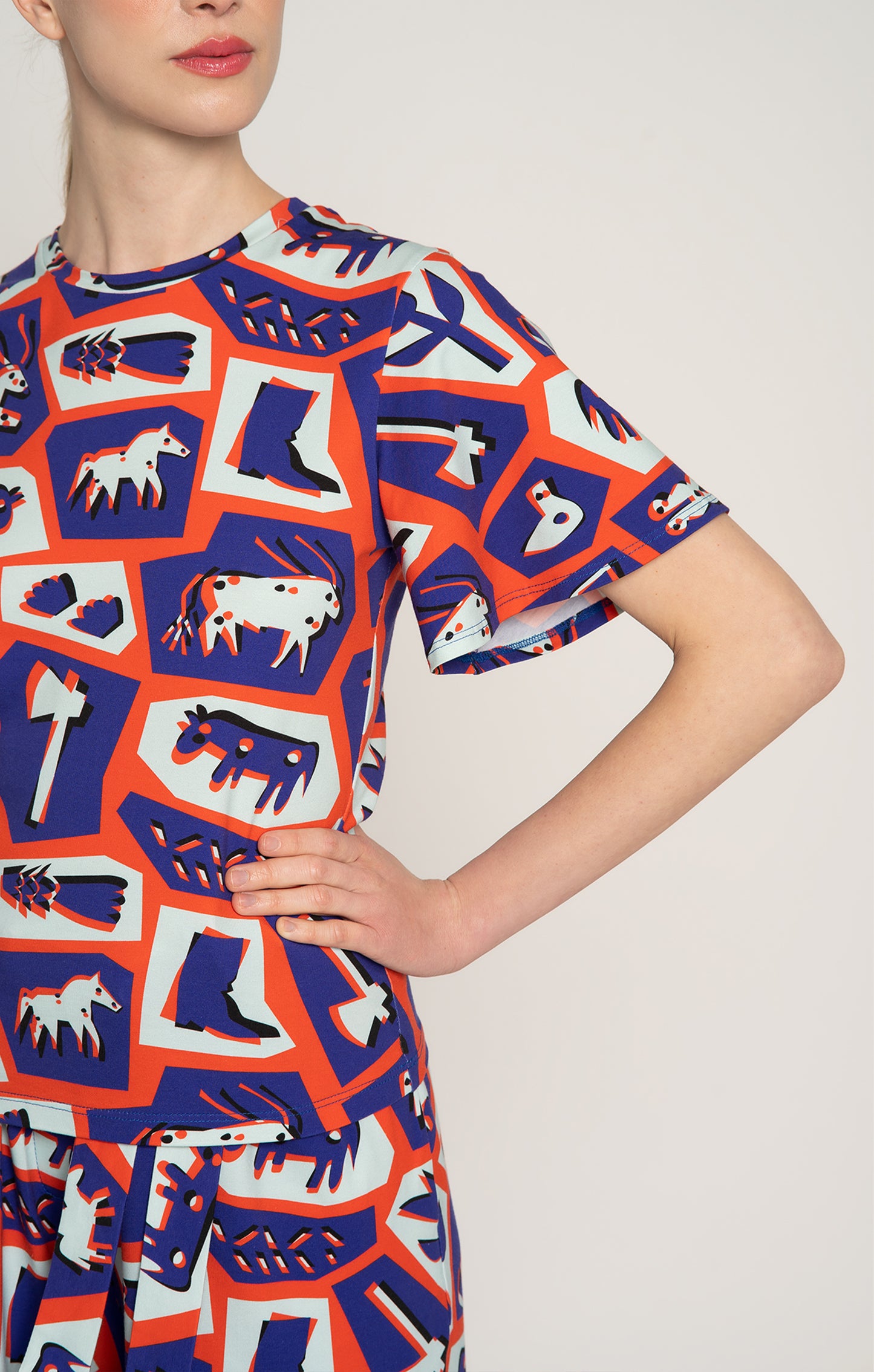 SZALMA flared jersey top 'Totem Red'
