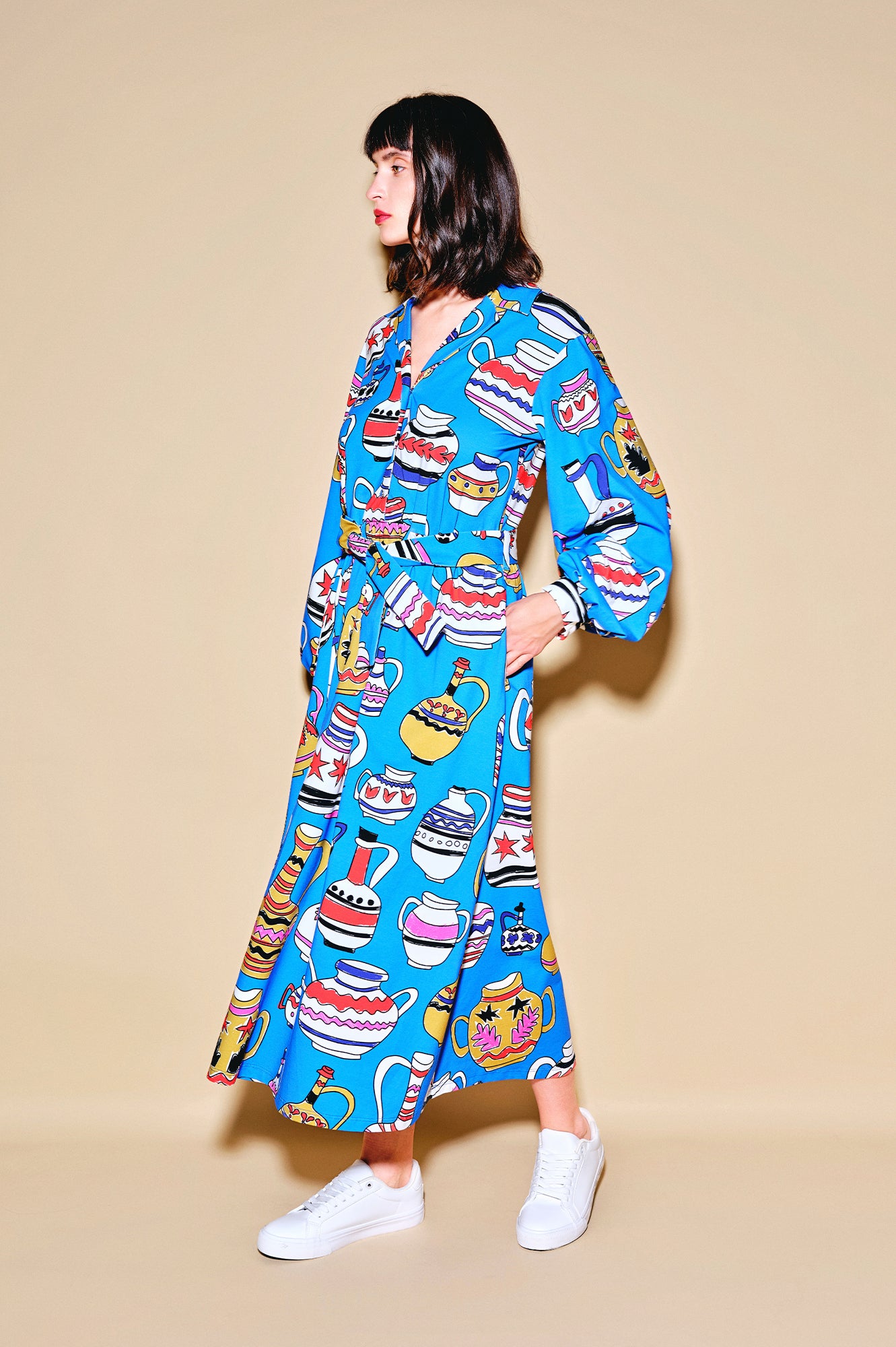 TANYA jersey midi dress 'Doodle Vases'