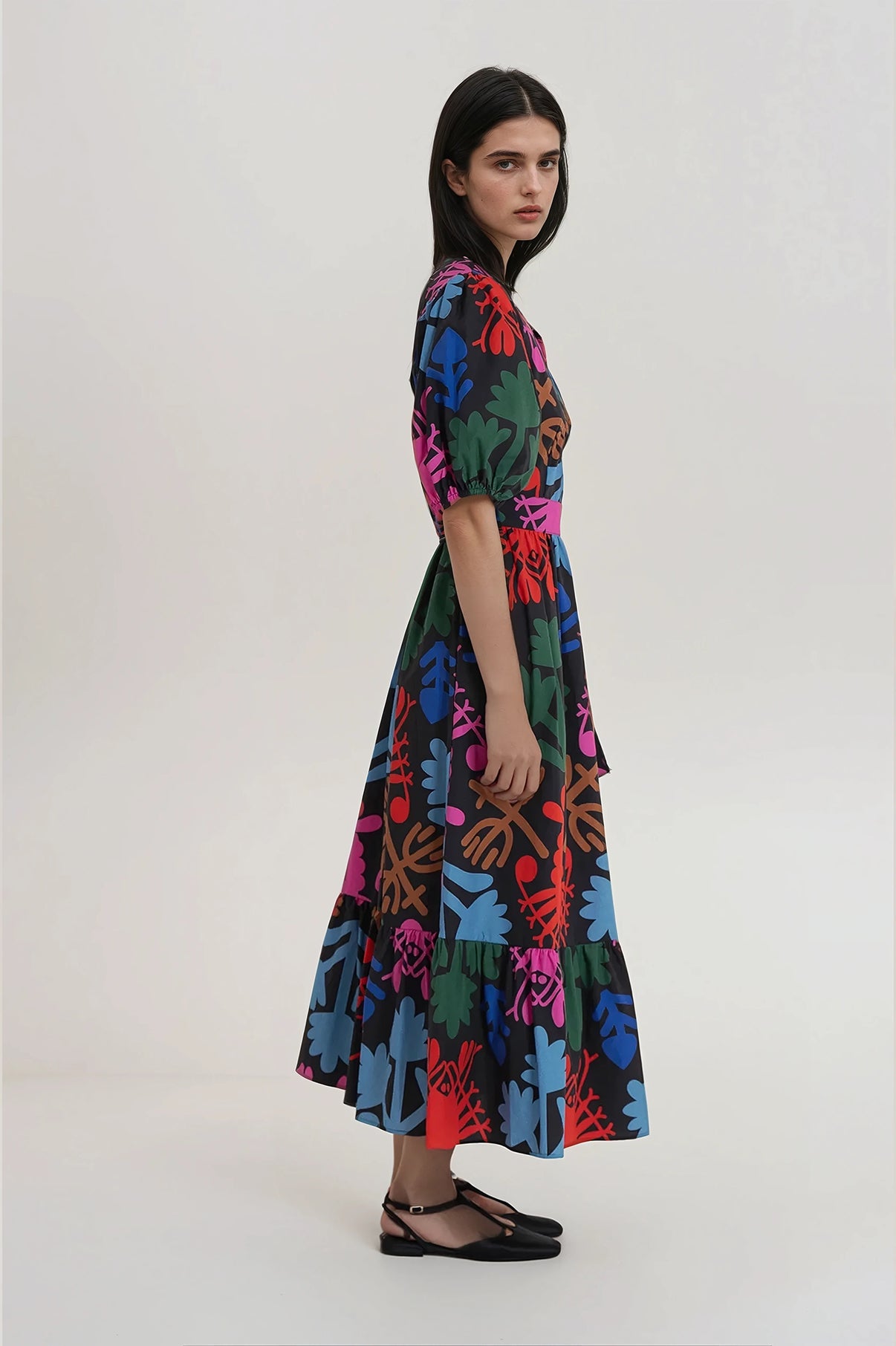 BARANYA ruffled wrap dress 'Lobster'