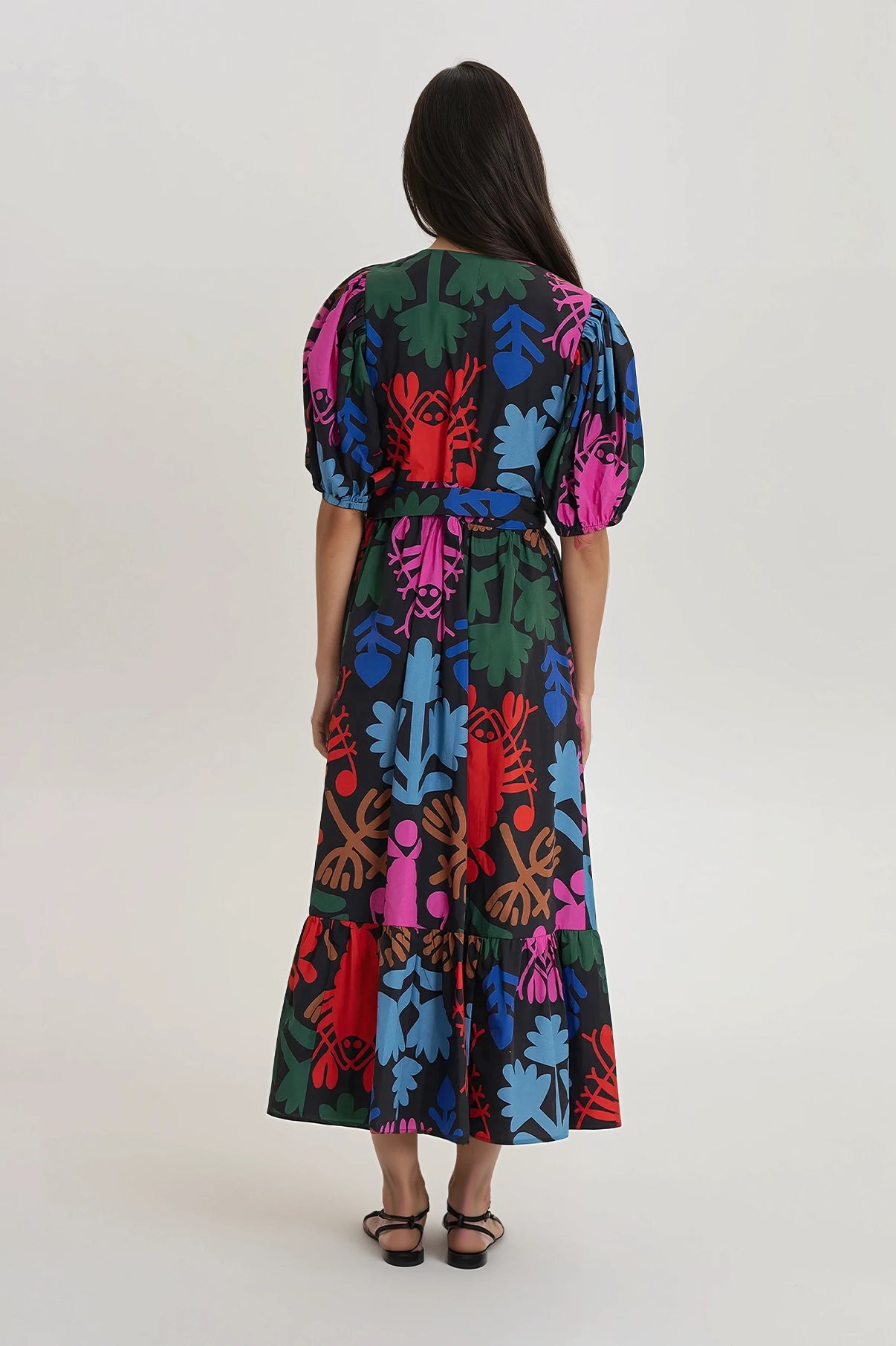 BARANYA ruffled wrap dress 'Lobster'