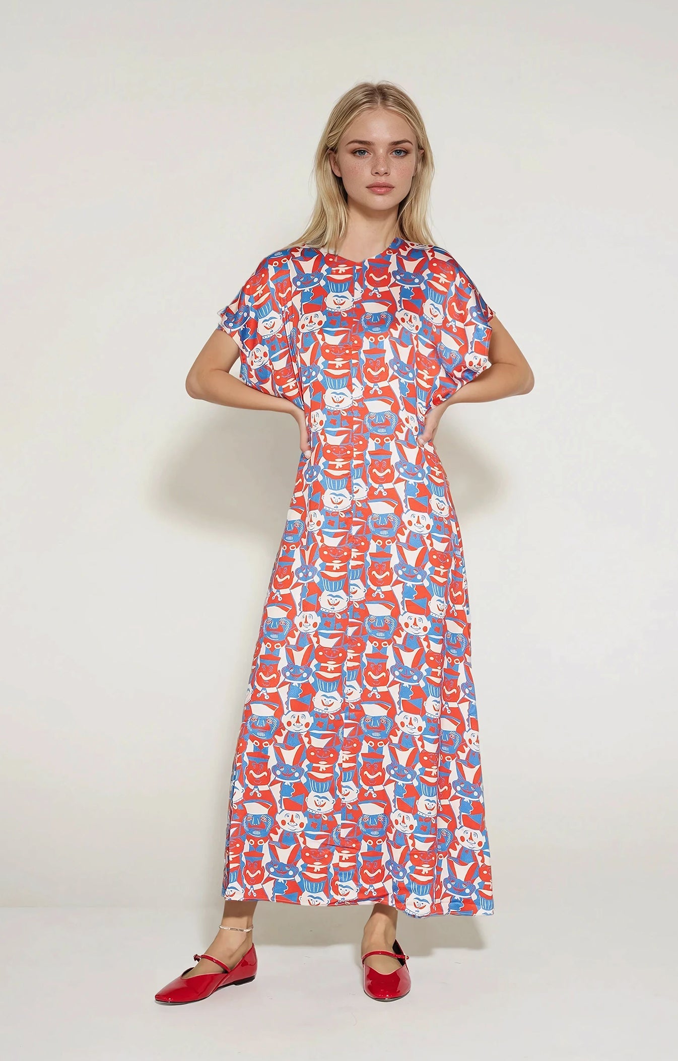 HUSZAR draped waist dress 'Miska Faces'