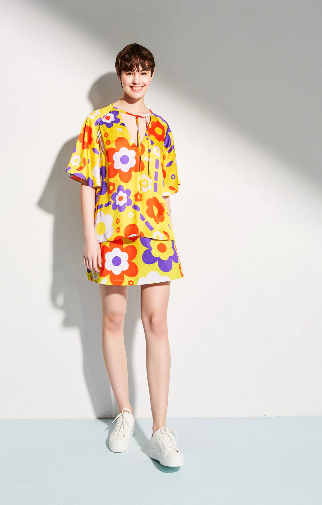 LALA draped sleeve blouse 'space flowers'