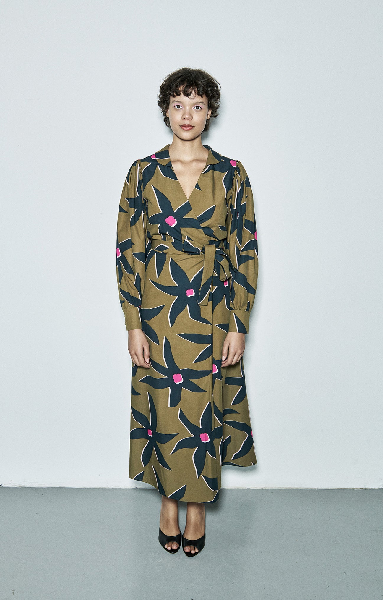 ROZSA poplin wrap dress 'starflower pink'