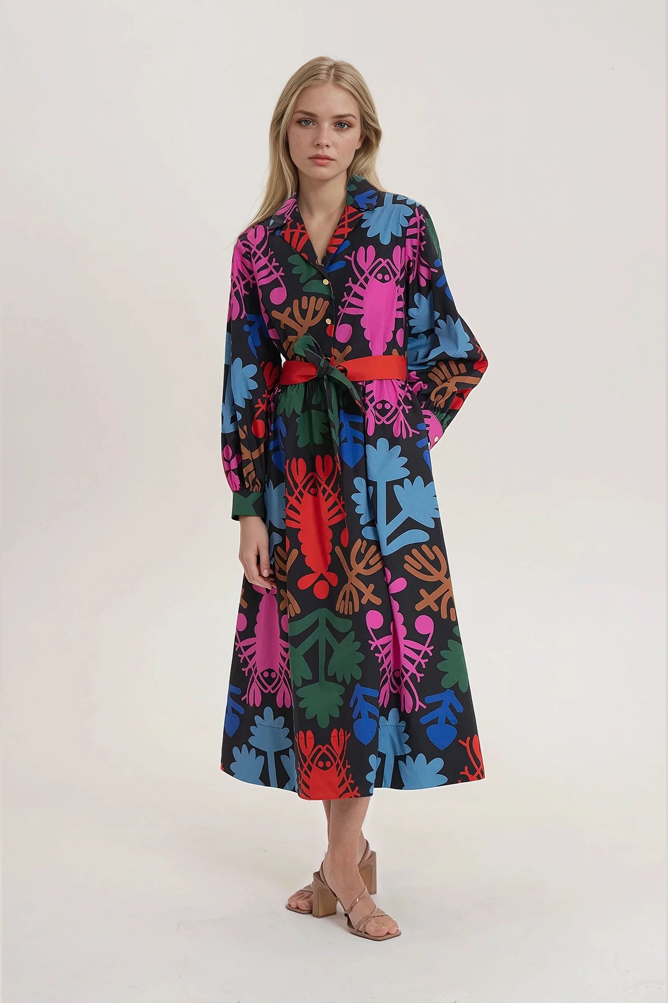 TANYA poplin midi dress 'Lobster'