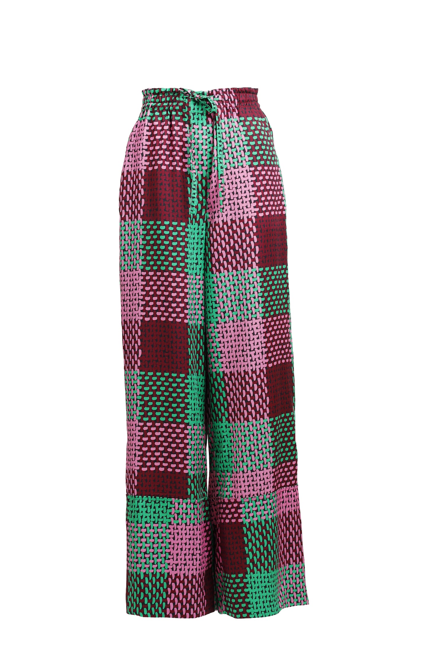 PRADOLLANO drawstring trousers 'checked green'