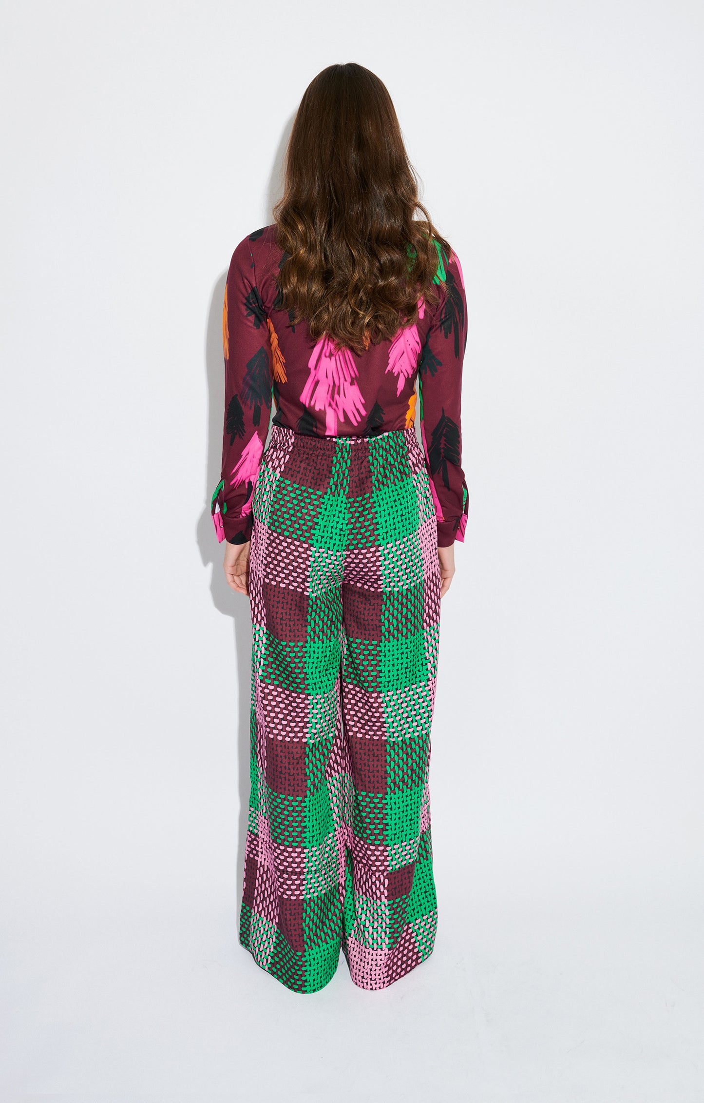 PRADOLLANO drawstring trousers 'checked green'