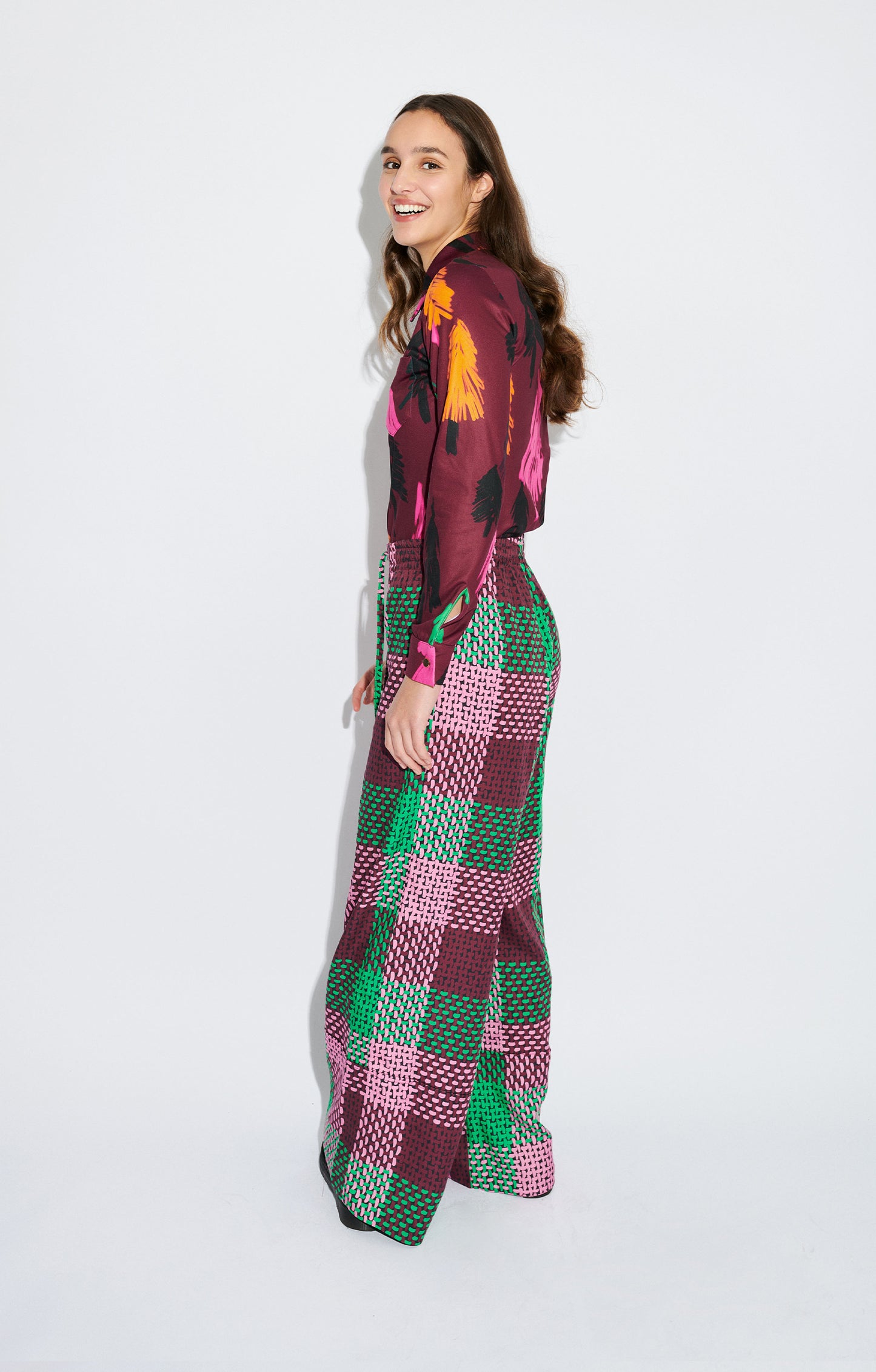 PRADOLLANO drawstring trousers 'checked green'